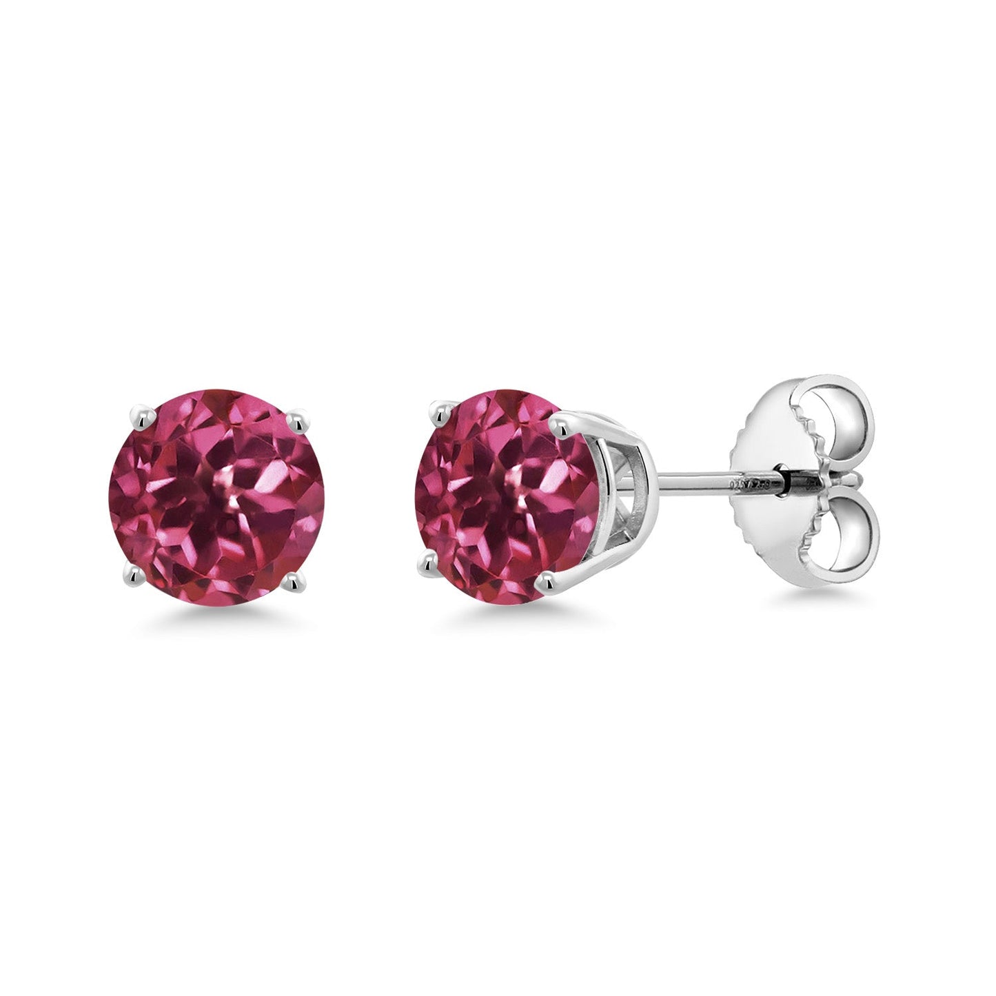 925 Sterling Silver 5MM Round Gemstone Birthstone 4-Prong Basket Setting Stud Earrings For Women Men