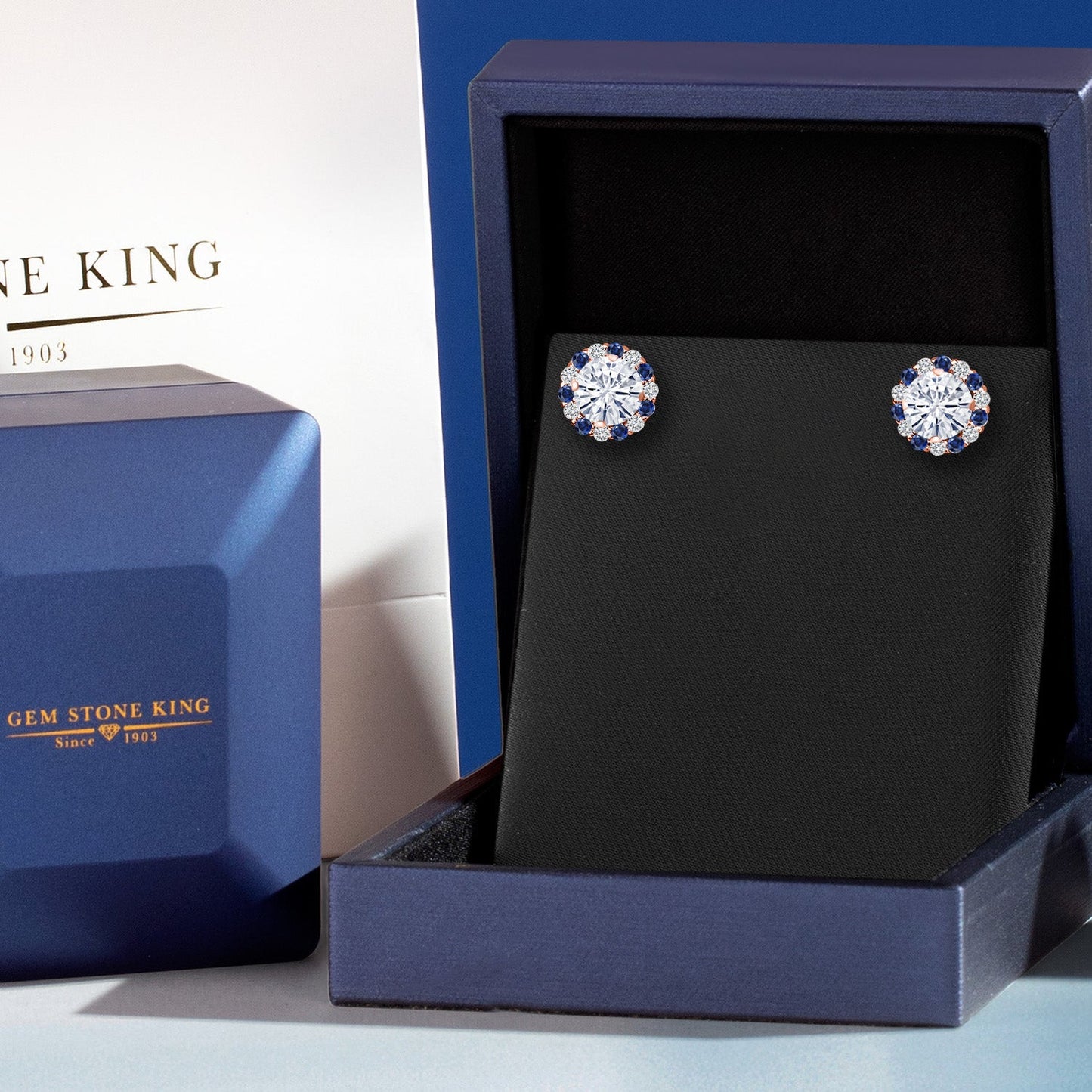 18K Rose Gold Plated Silver Forever Classic Moissanite Earrings with Jackets For Women | 1.60 Cttw | Gemstone Birthstone | Round 6MM