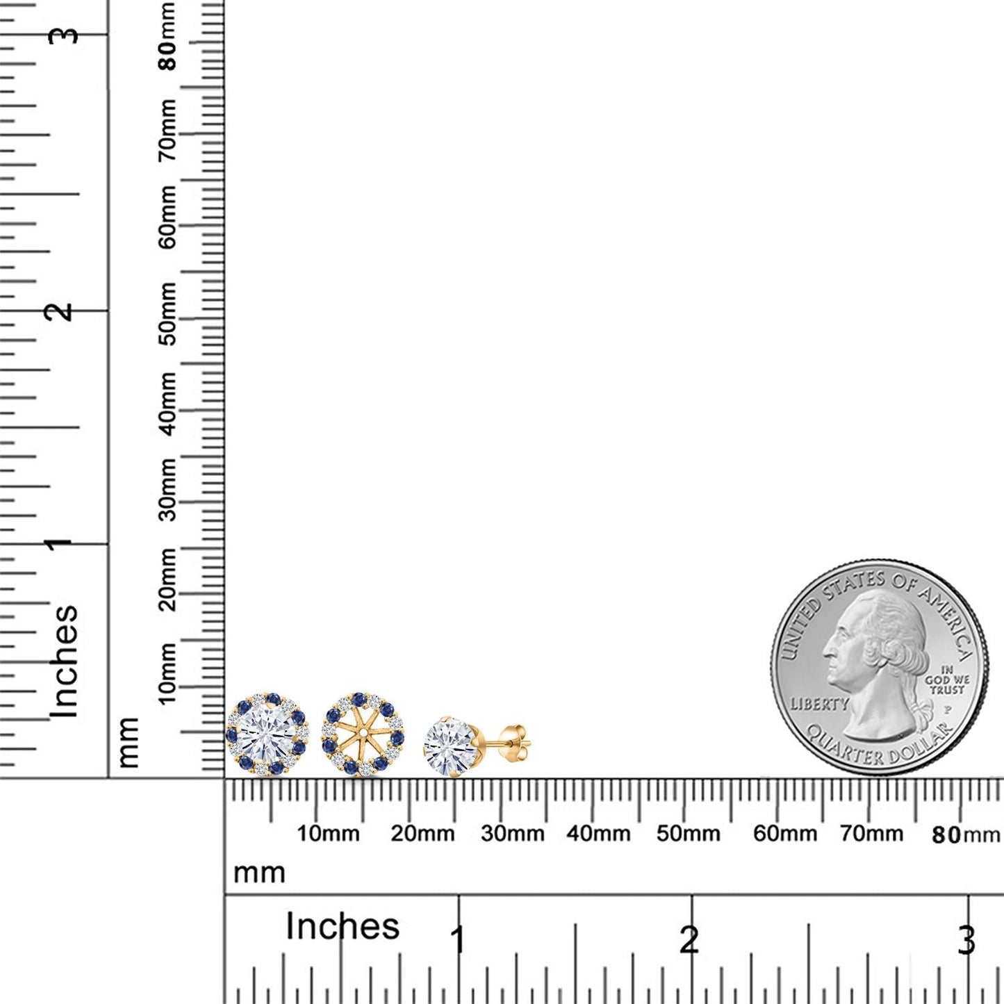 18K Yellow Gold Plated Silver Forever Classic Moissanite Earrings with Jackets For Women | 1.60 Cttw | Gemstone Birthstone | Round 6MM