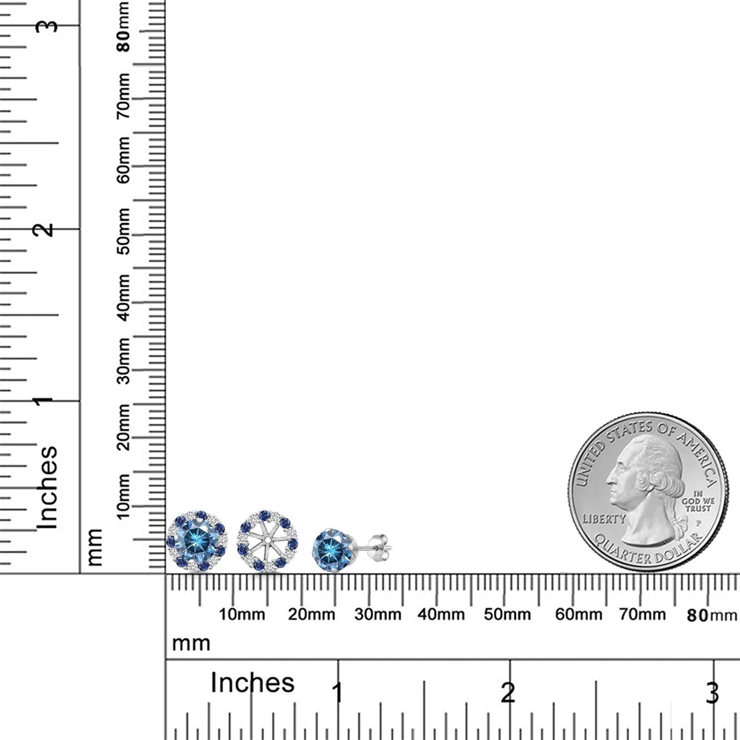 925 Sterling Silver 6MM Round Gemstone Birthstone Halo Stud Earrings for Women with Removable Jackets