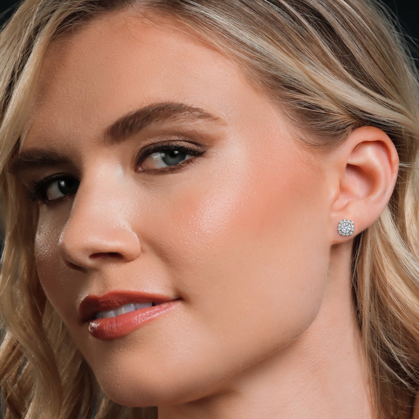 14K White Gold 5MM Round Gemstone Birthstone Stud Earrings with Removable Jackets and Lab Grown Diamond Accents | Gold Earrings For Women | Fine Jewelry Gifts for Her Mom Women Wife