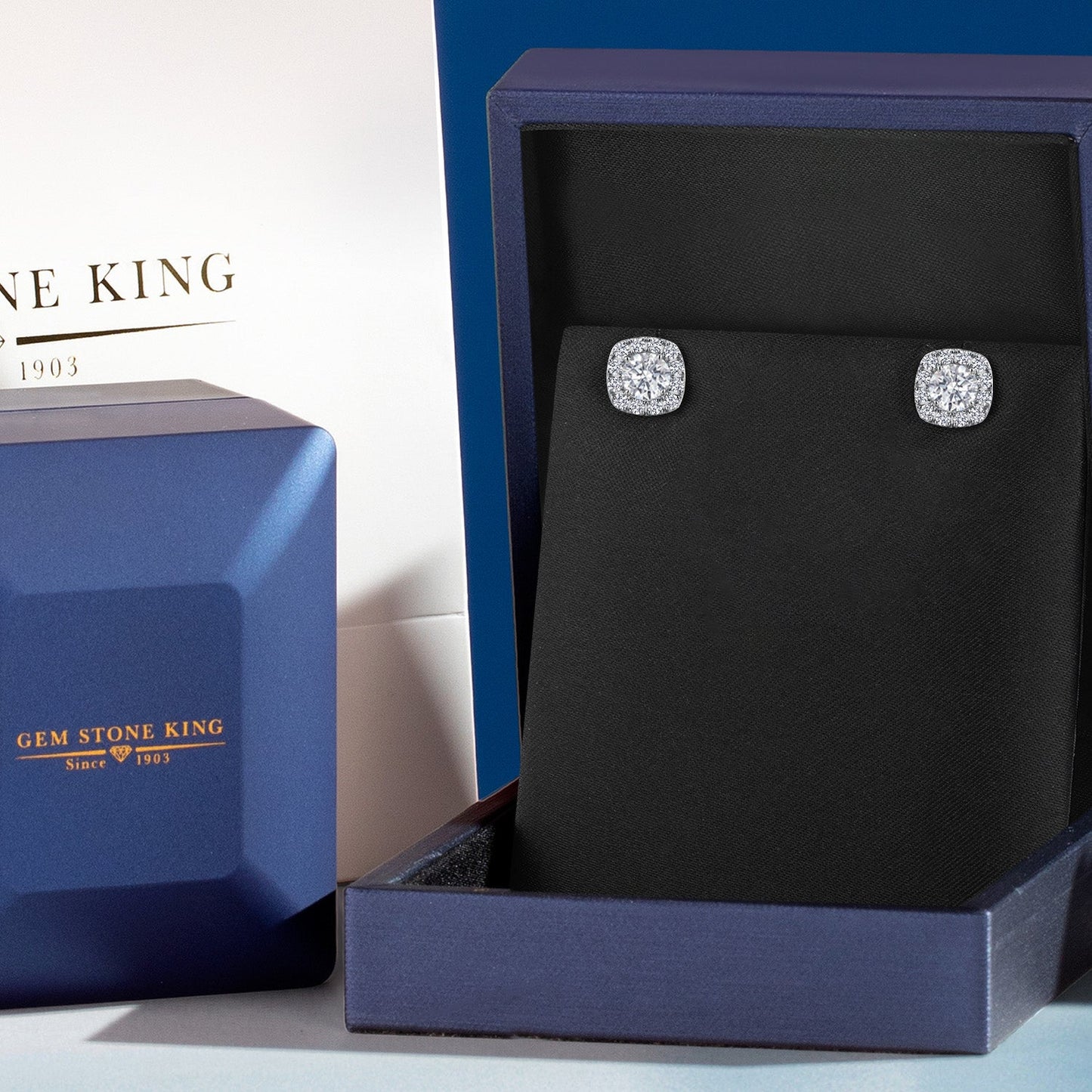 14K White Gold 5MM Round Gemstone Birthstone Stud Earrings with Removable Jackets and Lab Grown Diamond Accents | Gold Earrings For Women | Fine Jewelry Gifts for Her Mom Women Wife