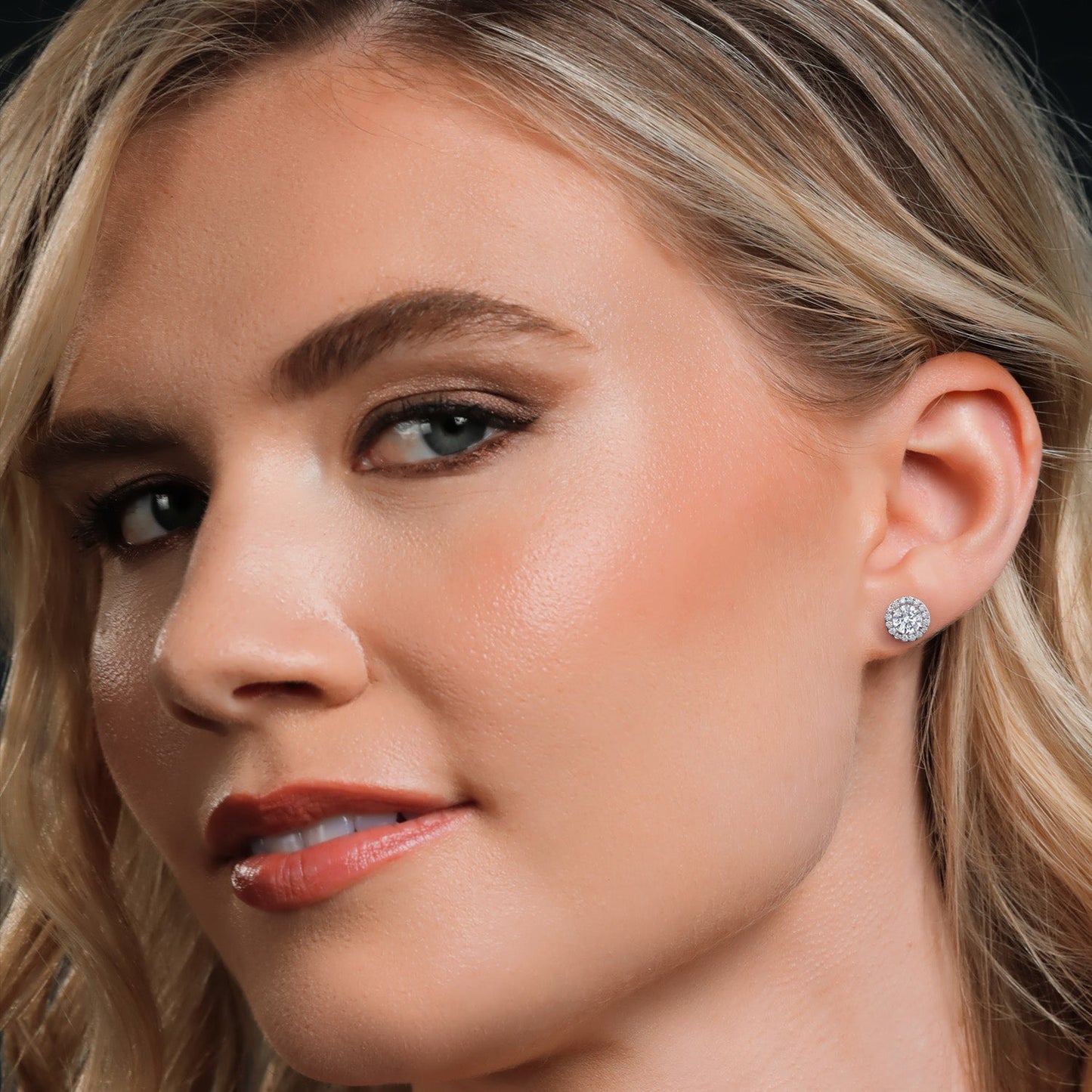 14K White Gold 6MM Round Gemstone Birthstone Stud Earrings with Removable Jackets and Lab Grown Diamond Accents | Gold Earrings For Women | Fine Jewelry Gifts for Her Mom Women Wife