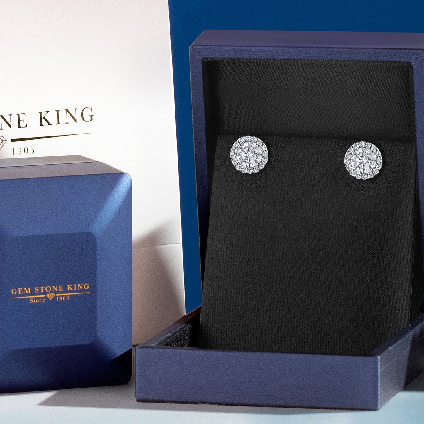 14K White Gold 6MM Round Gemstone Birthstone Stud Earrings with Removable Jackets and Lab Grown Diamond Accents | Gold Earrings For Women | Fine Jewelry Gifts for Her Mom Women Wife