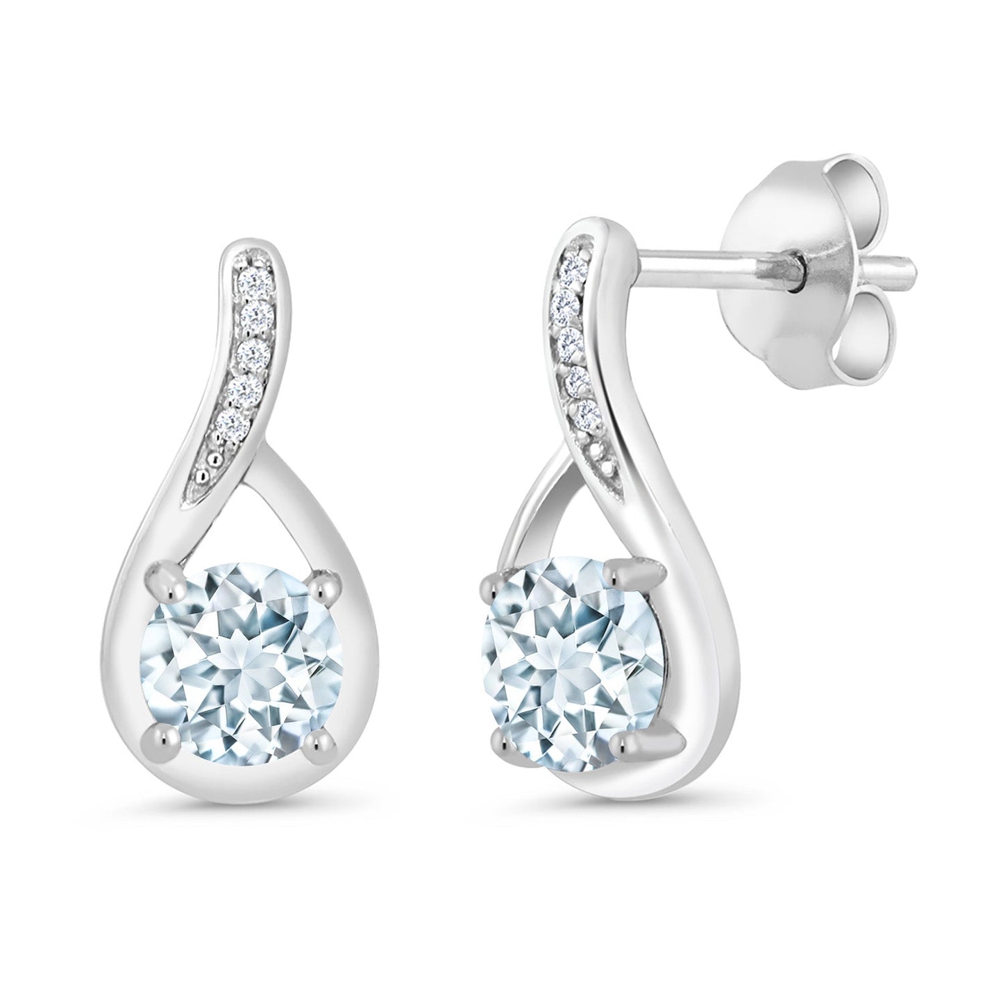 Round 5MM Gemstone Birthstone and White Diamond Infinity Earrings For Women | 925 Sterling Silver | Fine Jewelry Gifts for Her Mom Women Wife