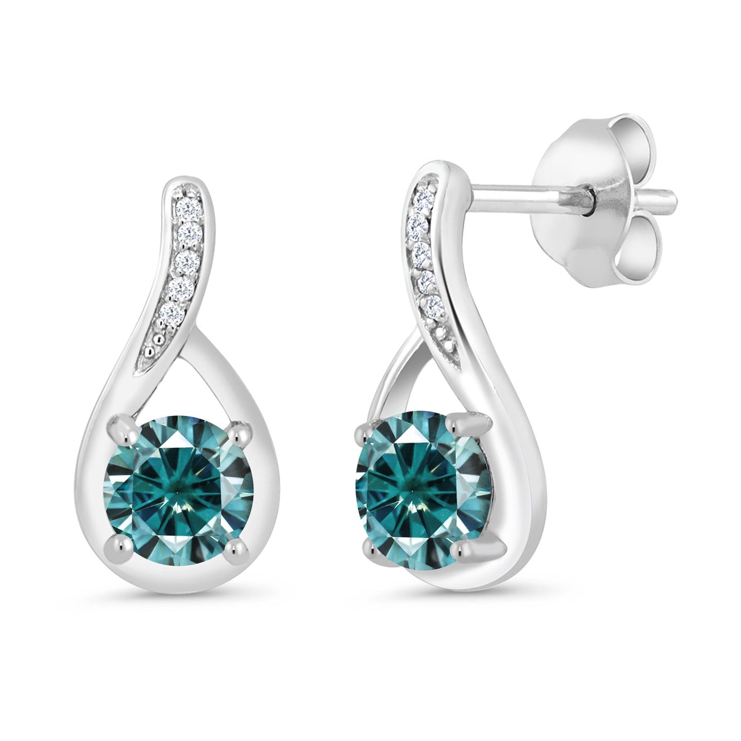 Round 5MM Gemstone Birthstone and White Diamond Infinity Earrings For Women | 925 Sterling Silver | Fine Jewelry Gifts for Her Mom Women Wife