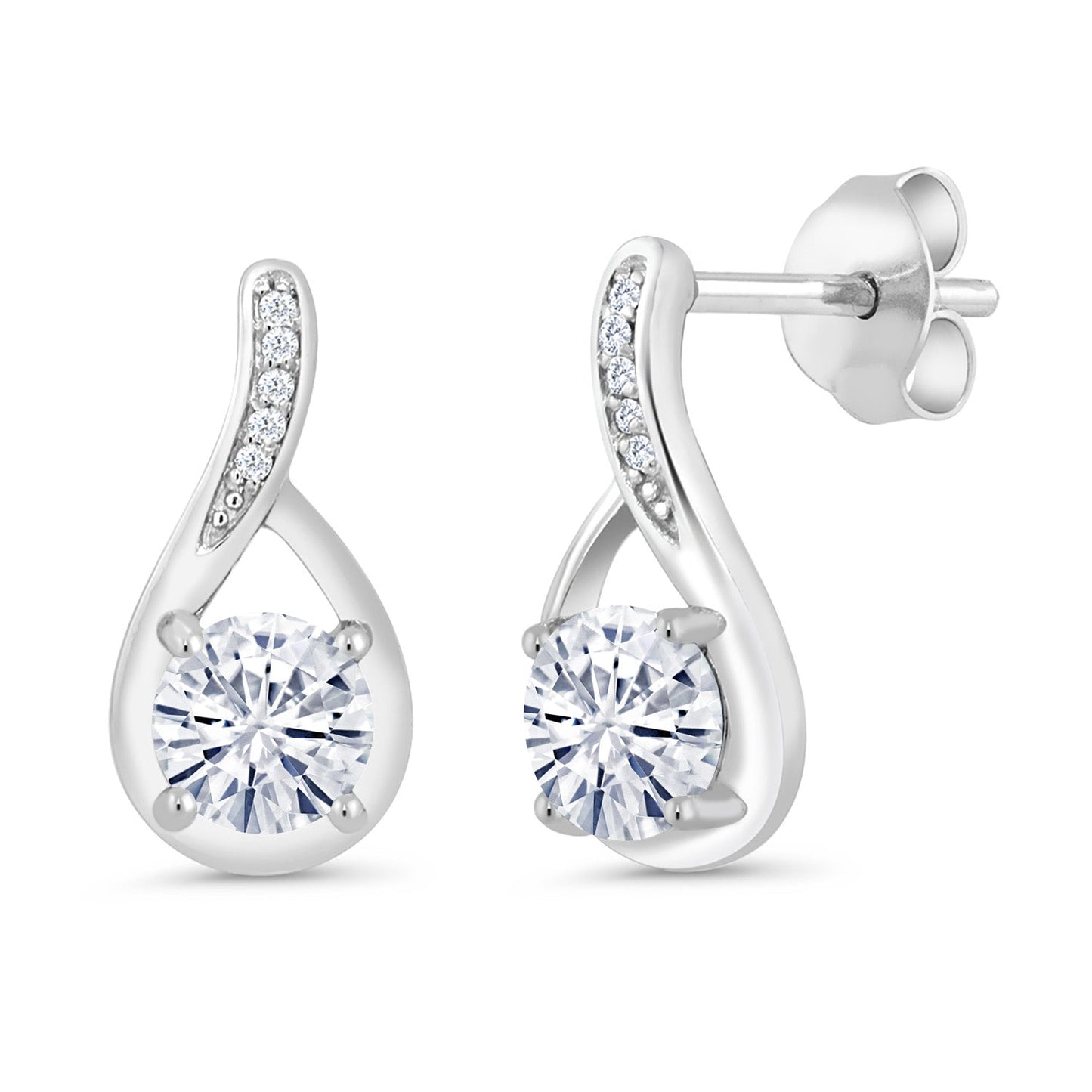 Round 5MM Gemstone Birthstone and White Diamond Infinity Earrings For Women | 925 Sterling Silver | Fine Jewelry Gifts for Her Mom Women Wife