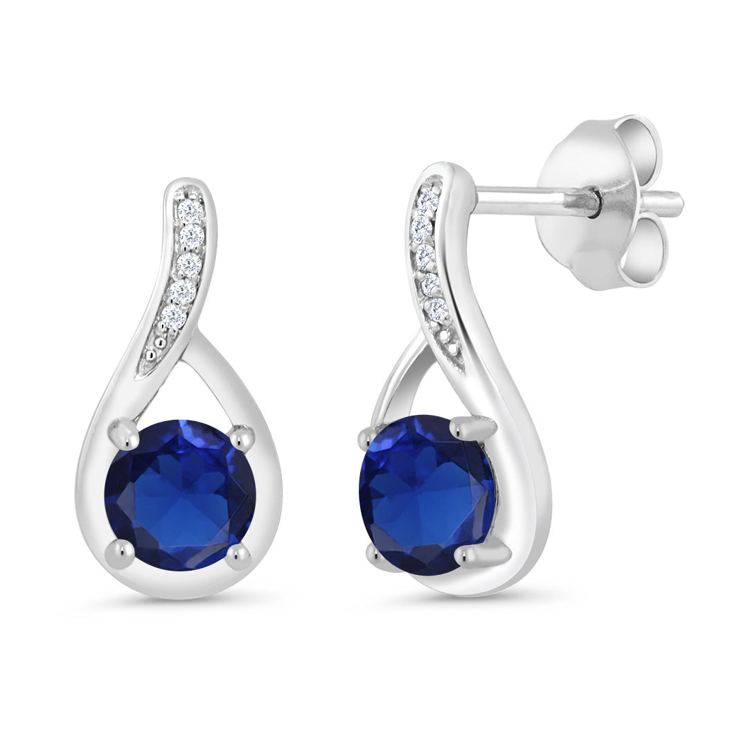 Round 5MM Gemstone Birthstone and White Diamond Infinity Earrings For Women | 925 Sterling Silver | Fine Jewelry Gifts for Her Mom Women Wife