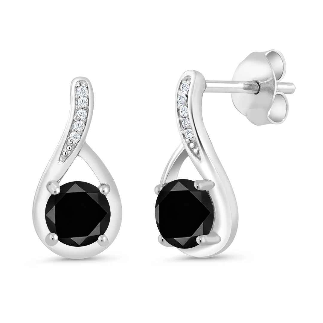 Round 5MM Gemstone Birthstone and White Diamond Infinity Earrings For Women | 925 Sterling Silver | Fine Jewelry Gifts for Her Mom Women Wife