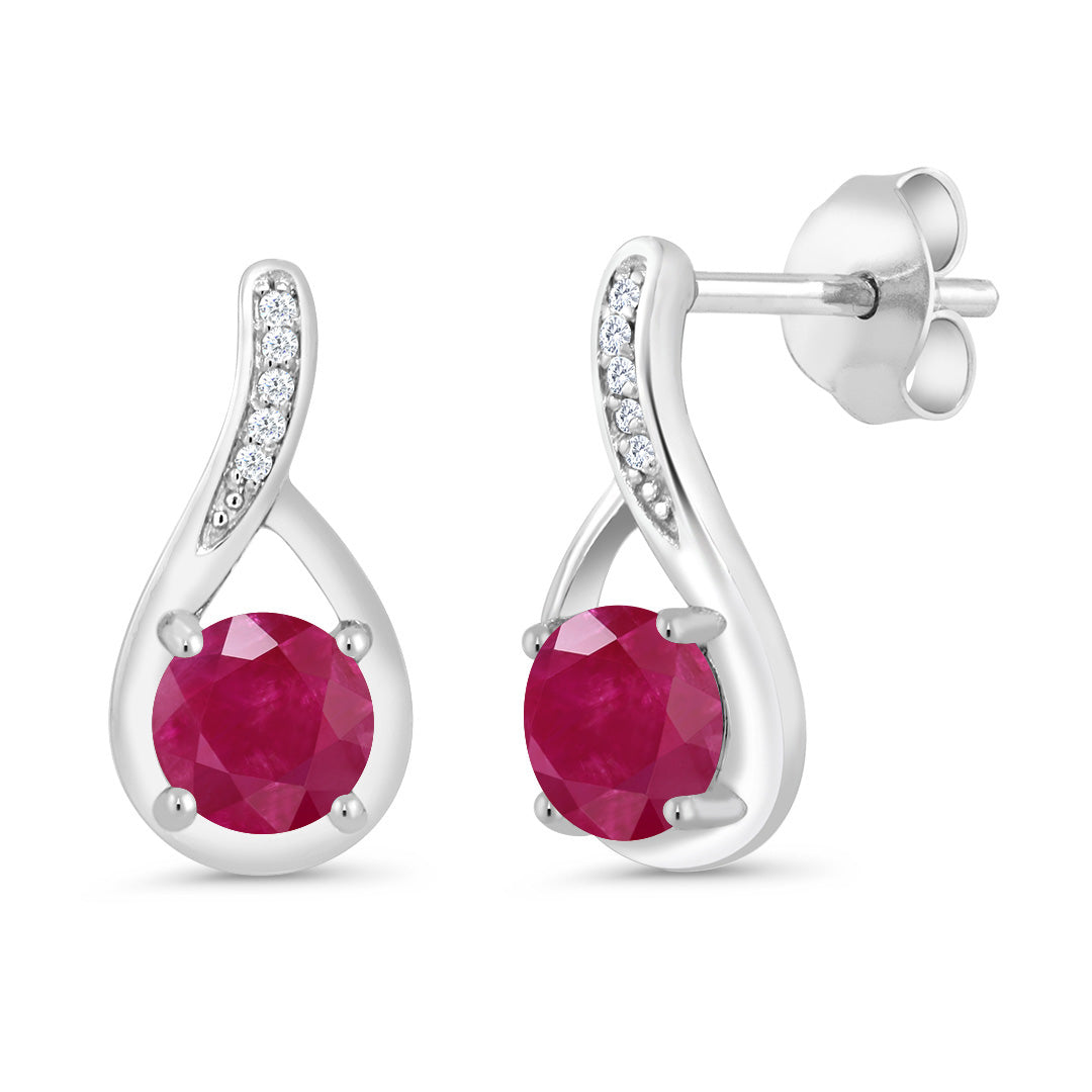 Round 5MM Gemstone Birthstone and White Diamond Infinity Earrings For Women | 925 Sterling Silver | Fine Jewelry Gifts for Her Mom Women Wife