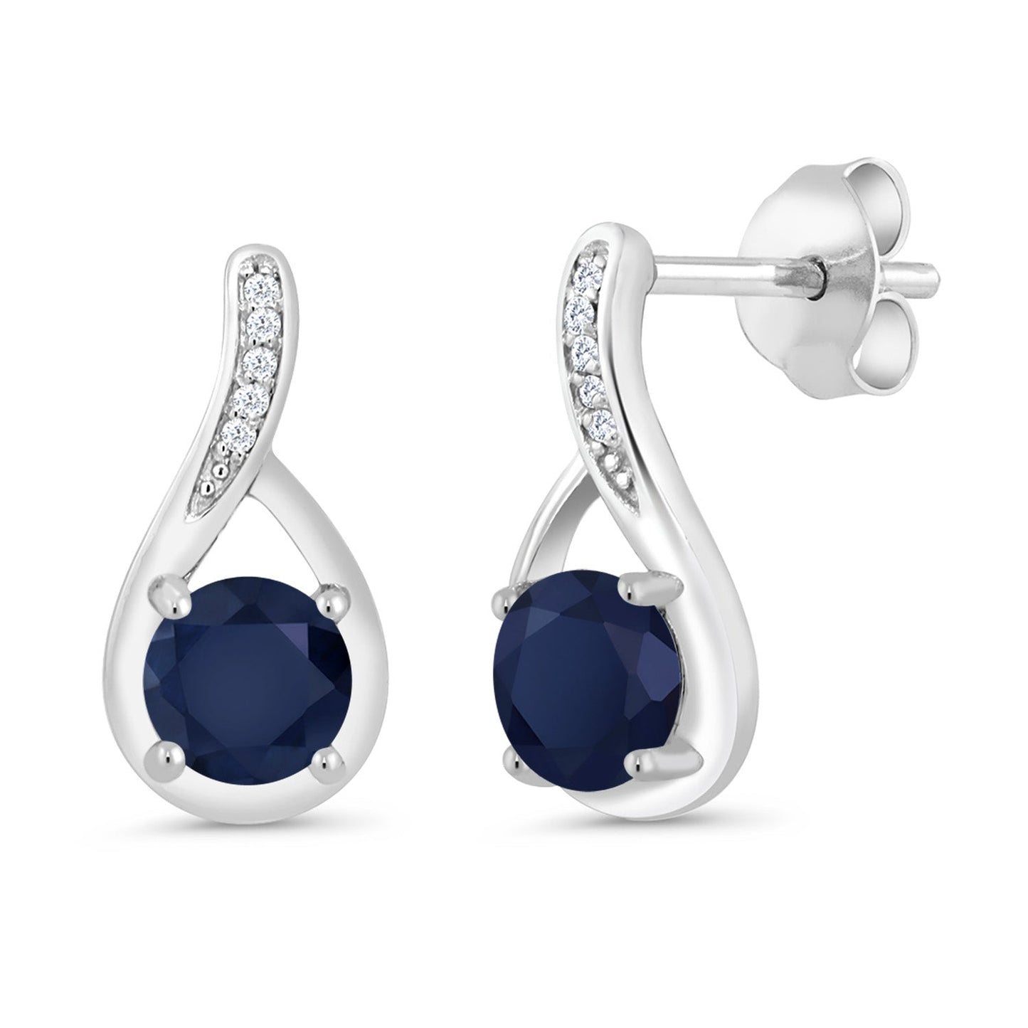 Round 5MM Gemstone Birthstone and White Diamond Infinity Earrings For Women | 925 Sterling Silver | Fine Jewelry Gifts for Her Mom Women Wife