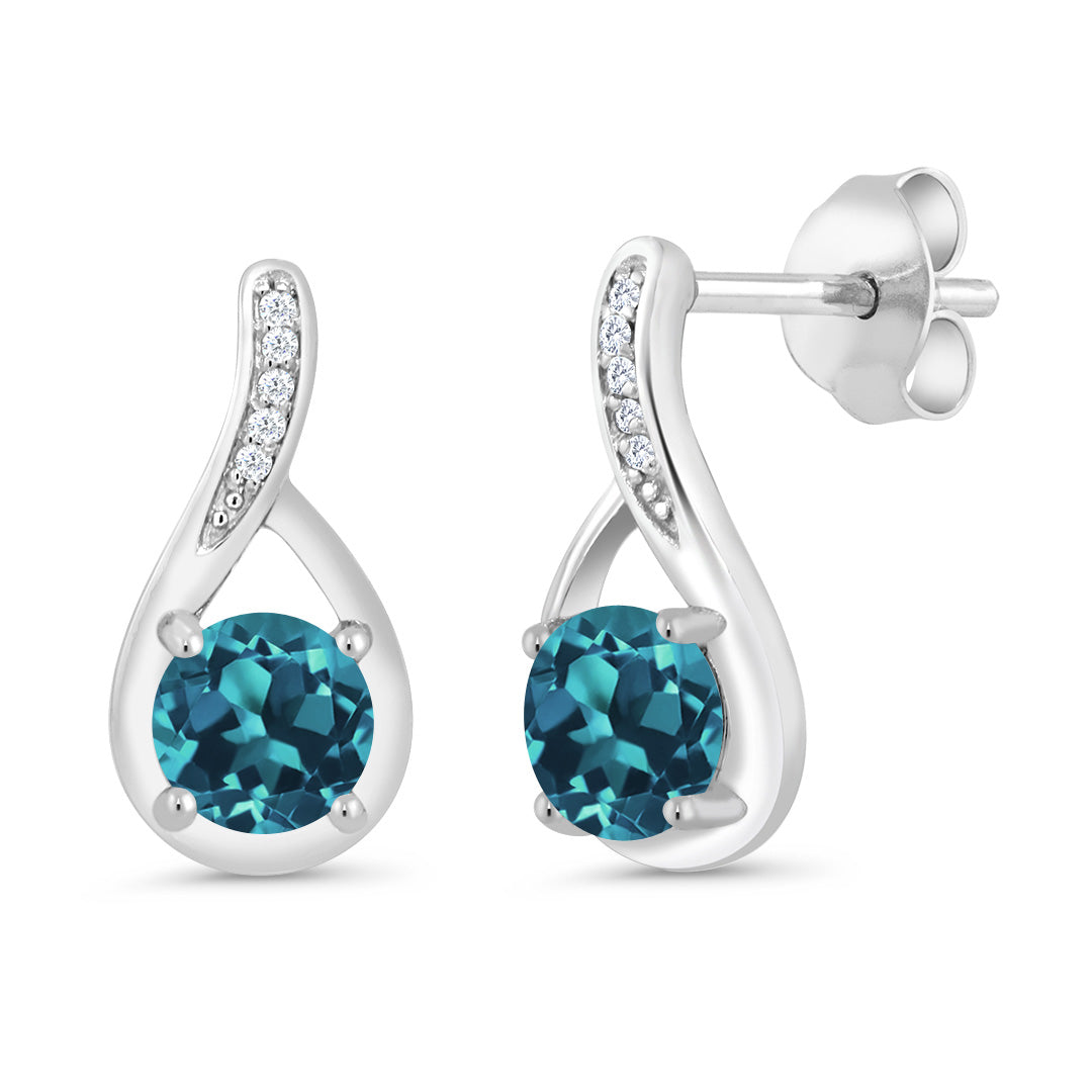 Round 5MM Gemstone Birthstone and White Diamond Infinity Earrings For Women | 925 Sterling Silver | Fine Jewelry Gifts for Her Mom Women Wife