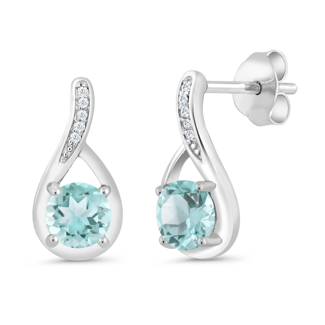 Round 5MM Gemstone Birthstone and White Diamond Infinity Earrings For Women | 925 Sterling Silver | Fine Jewelry Gifts for Her Mom Women Wife