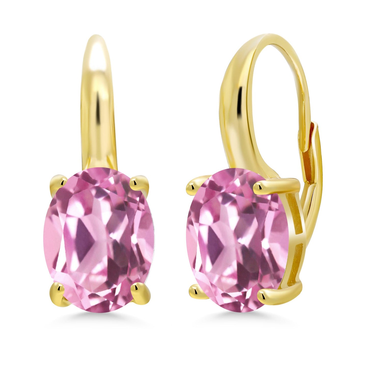 18K Yellow Gold Plated Silver 11X9MM Oval Gemstone Birthstone Leverback Drop Dangle Earrings For Women
