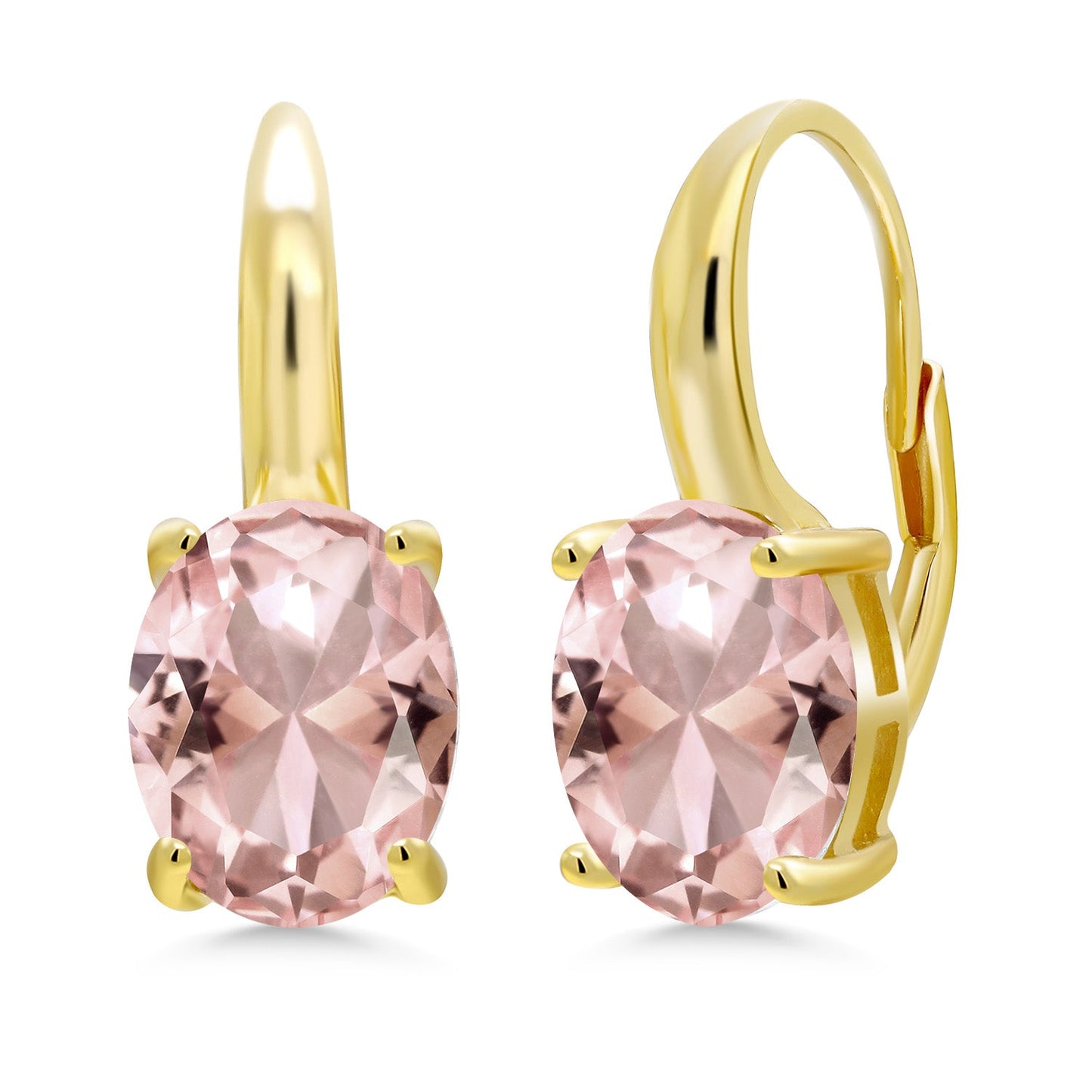 18K Yellow Gold Plated Silver 11X9MM Oval Gemstone Birthstone Leverback Drop Dangle Earrings For Women