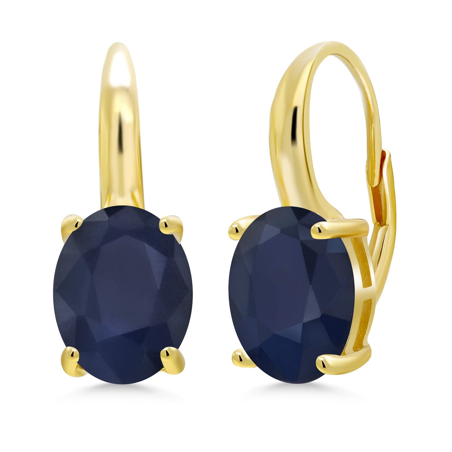 18K Yellow Gold Plated Silver 11X9MM Oval Gemstone Birthstone Leverback Drop Dangle Earrings For Women