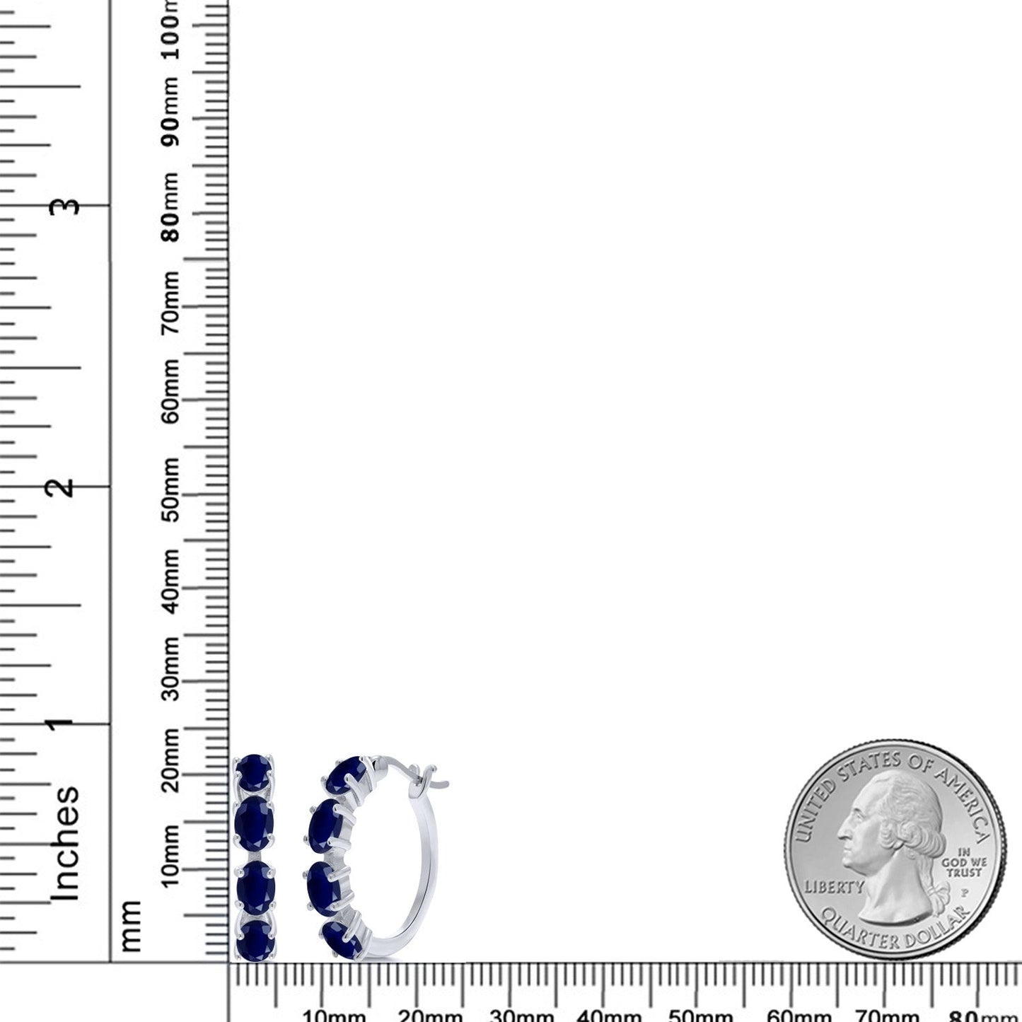 Hoop Earrings For Women | 925 Sterling Silver | 6X4MM Oval Gemstone Birthstone Hoop Earrings | 22MM = 0.85 Inch | Fine Jewelry Gifts for Her Mom Women Wife