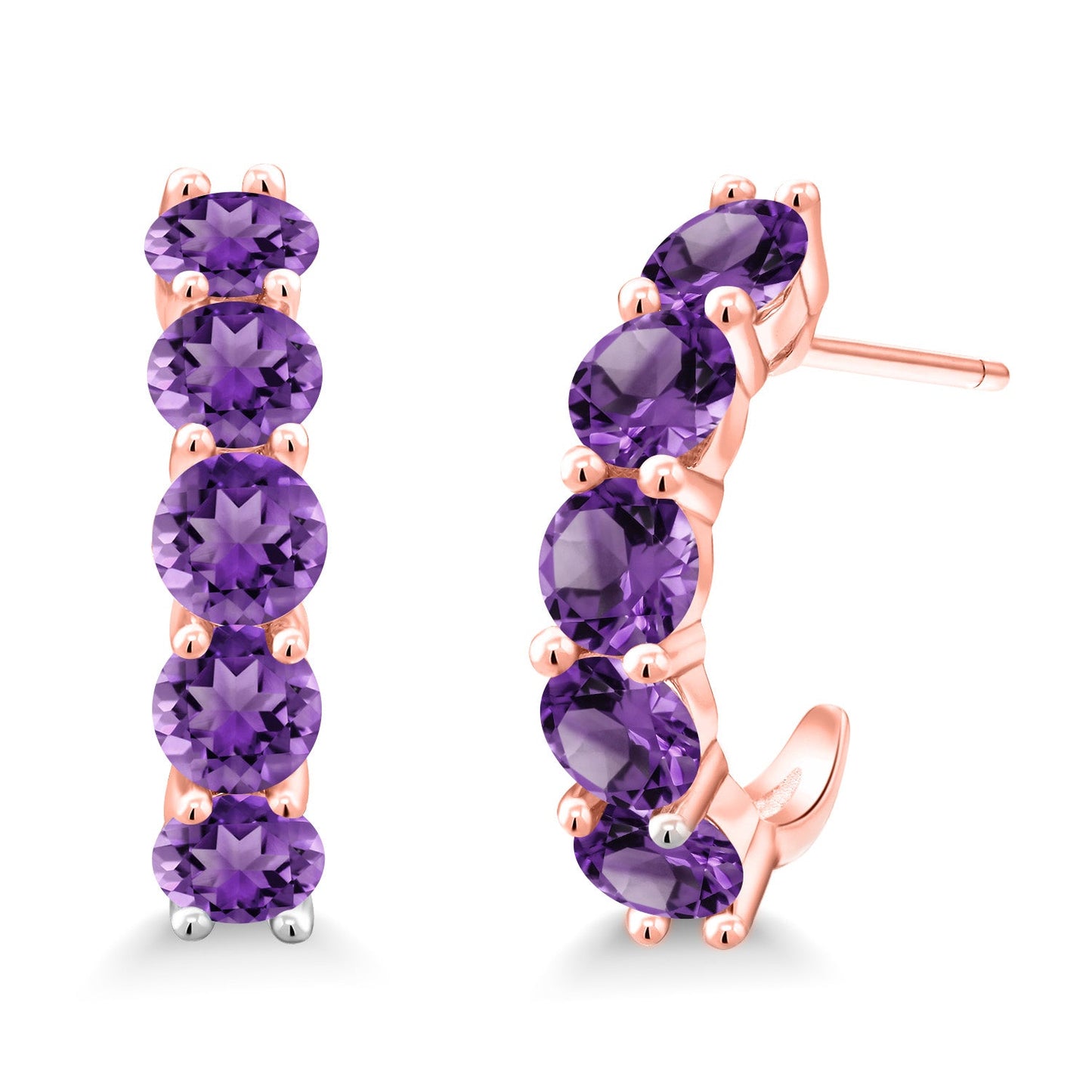 2-5 Cttw Gemstone Birthstone Open Hoops Earrings For Women | 925 Sterling Silver | Round 4MM | Fine Jewelry Gifts for Her Mom Women Wife