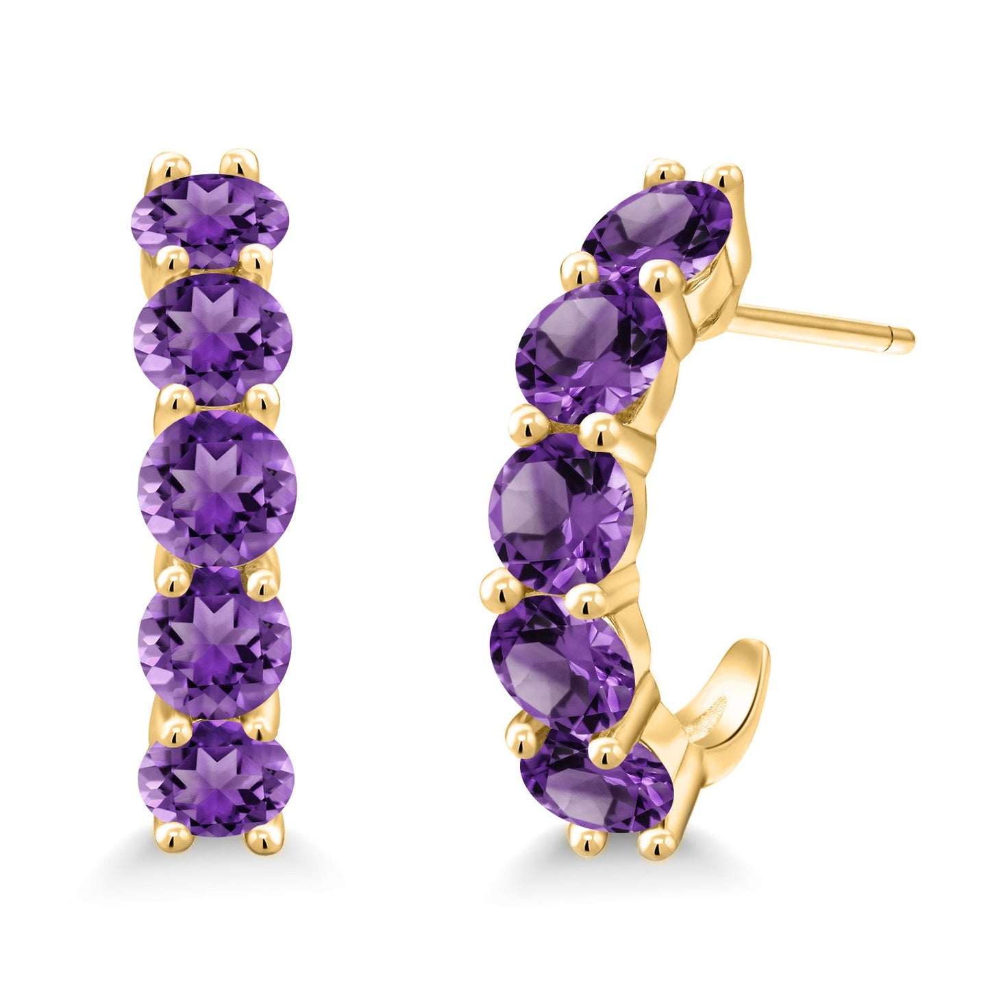 2-5 Cttw Gemstone Birthstone Open Hoops Earrings For Women | 925 Sterling Silver | Round 4MM | Fine Jewelry Gifts for Her Mom Women Wife