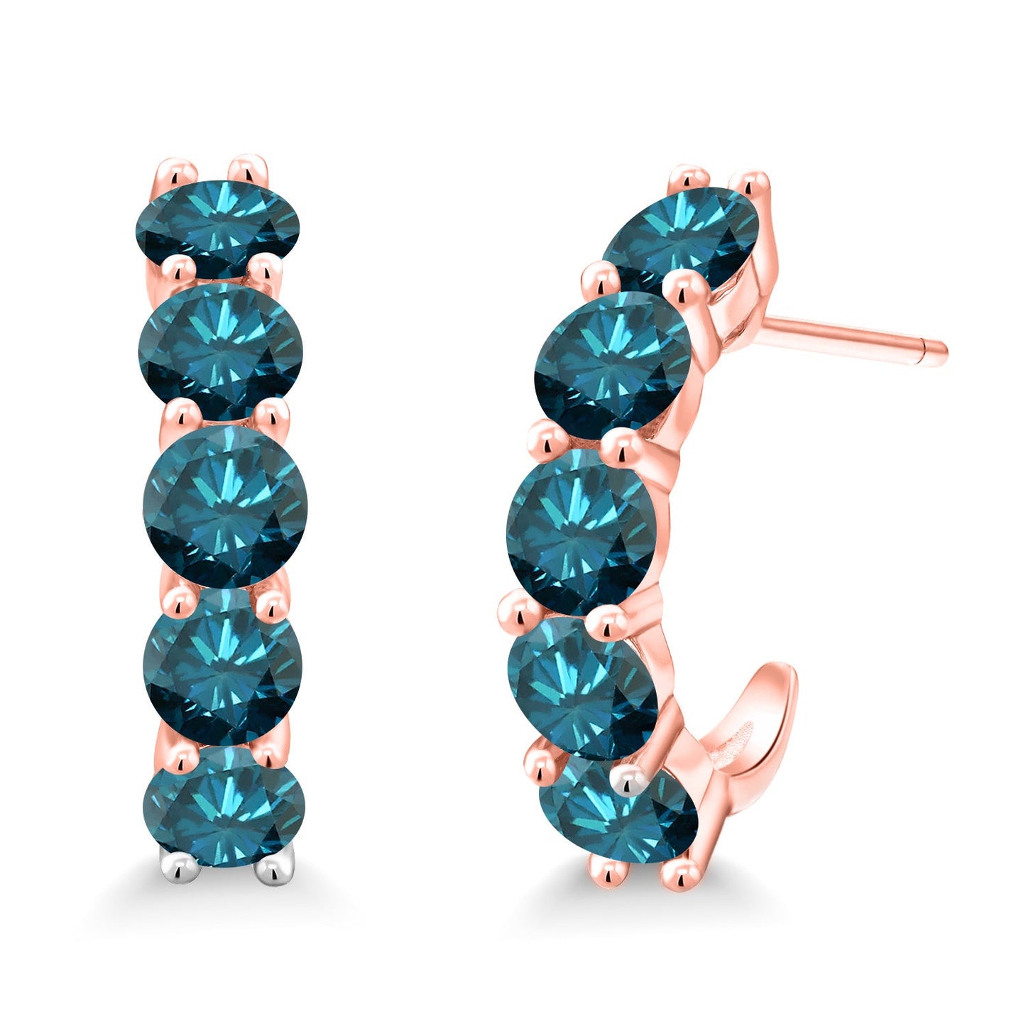 2-5 Cttw Gemstone Birthstone Open Hoops Earrings For Women | 925 Sterling Silver | Round 4MM | Fine Jewelry Gifts for Her Mom Women Wife