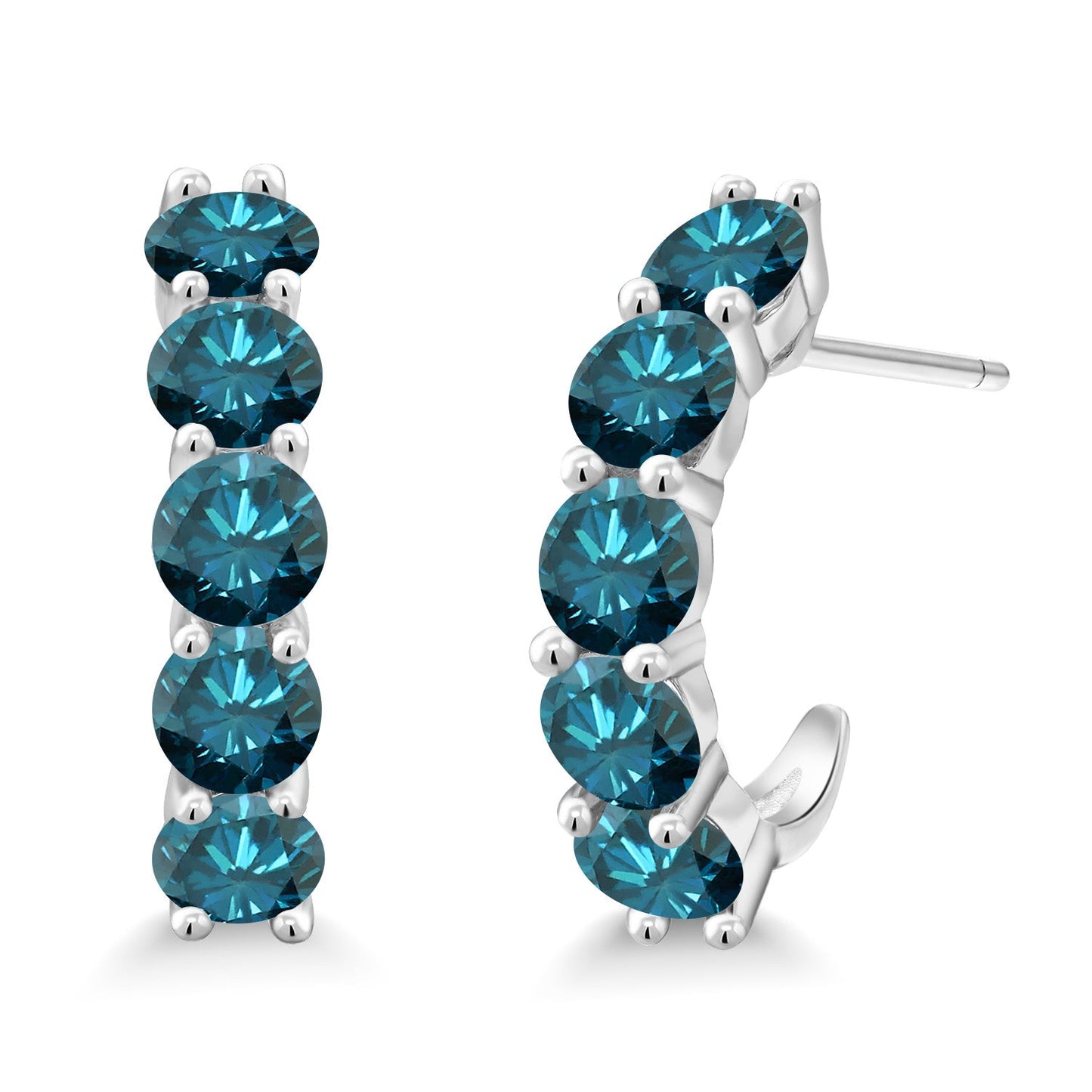 2-5 Cttw Gemstone Birthstone Open Hoops Earrings For Women | 925 Sterling Silver | Round 4MM | Fine Jewelry Gifts for Her Mom Women Wife