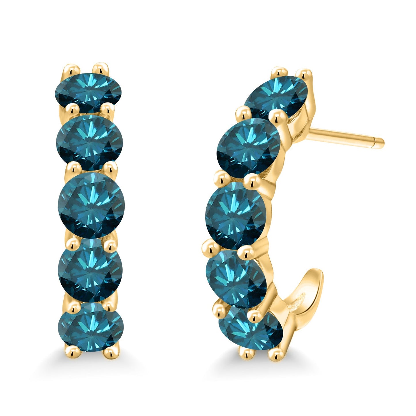 2-5 Cttw Gemstone Birthstone Open Hoops Earrings For Women | 925 Sterling Silver | Round 4MM | Fine Jewelry Gifts for Her Mom Women Wife