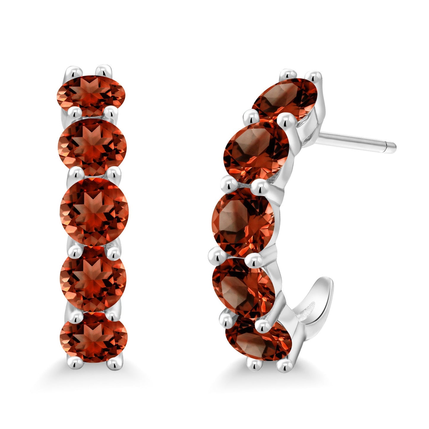 2-5 Cttw Gemstone Birthstone Open Hoops Earrings For Women | 925 Sterling Silver | Round 4MM | Fine Jewelry Gifts for Her Mom Women Wife