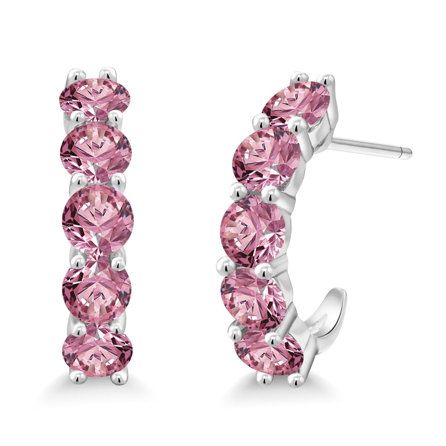 2-5 Cttw Gemstone Birthstone Open Hoops Earrings For Women | 925 Sterling Silver | Round 4MM | Fine Jewelry Gifts for Her Mom Women Wife