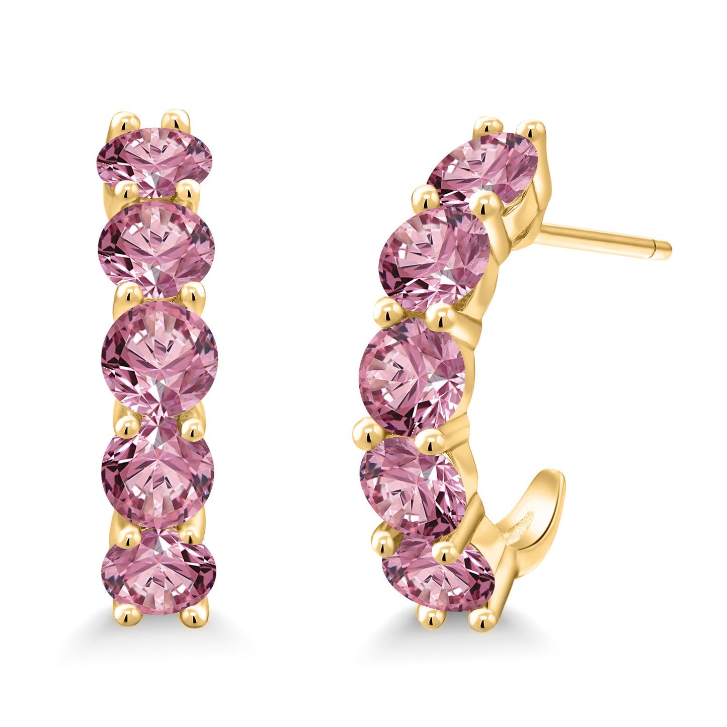 2-5 Cttw Gemstone Birthstone Open Hoops Earrings For Women | 925 Sterling Silver | Round 4MM | Fine Jewelry Gifts for Her Mom Women Wife