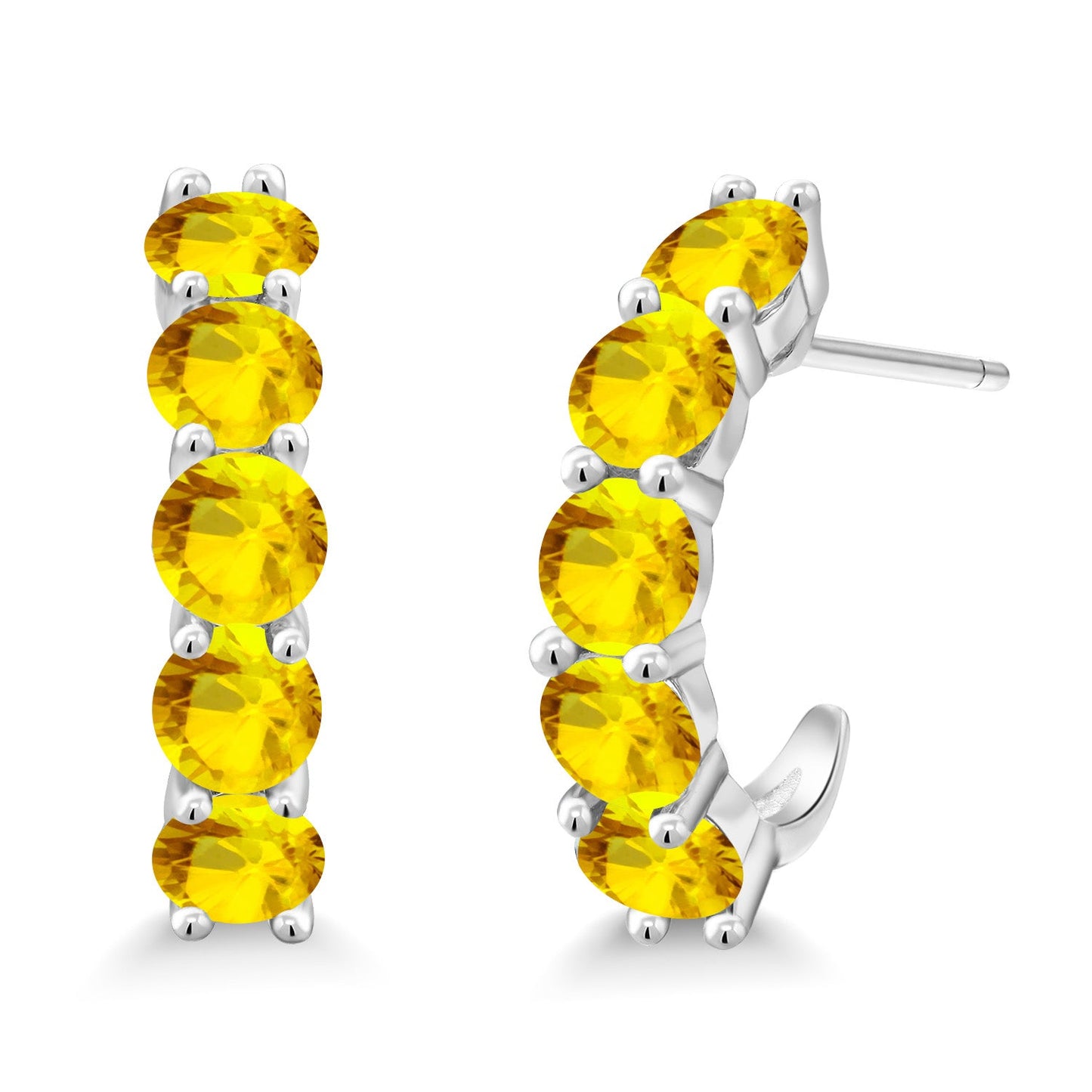 2-5 Cttw Gemstone Birthstone Open Hoops Earrings For Women | 925 Sterling Silver | Round 4MM | Fine Jewelry Gifts for Her Mom Women Wife