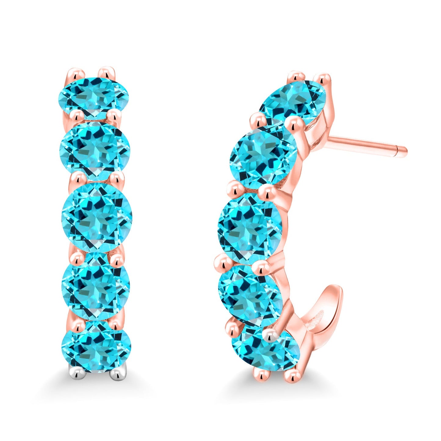 2-5 Cttw Gemstone Birthstone Open Hoops Earrings For Women | 925 Sterling Silver | Round 4MM | Fine Jewelry Gifts for Her Mom Women Wife