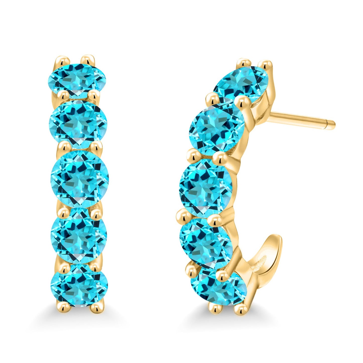 2-5 Cttw Gemstone Birthstone Open Hoops Earrings For Women | 925 Sterling Silver | Round 4MM | Fine Jewelry Gifts for Her Mom Women Wife