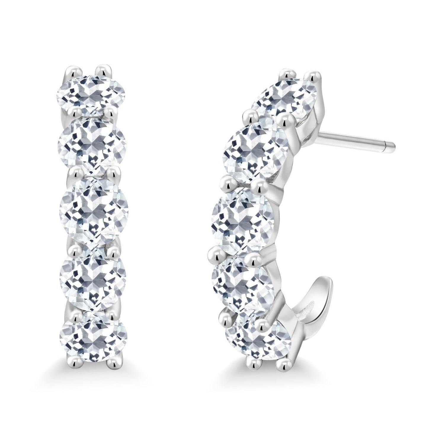 2-5 Cttw Gemstone Birthstone Open Hoops Earrings For Women | 925 Sterling Silver | Round 4MM | Fine Jewelry Gifts for Her Mom Women Wife