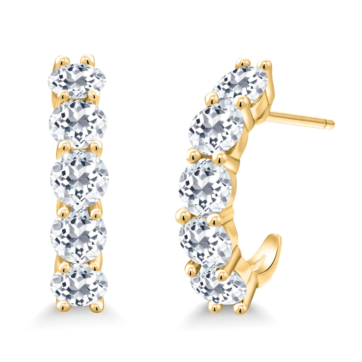 2-5 Cttw Gemstone Birthstone Open Hoops Earrings For Women | 925 Sterling Silver | Round 4MM | Fine Jewelry Gifts for Her Mom Women Wife