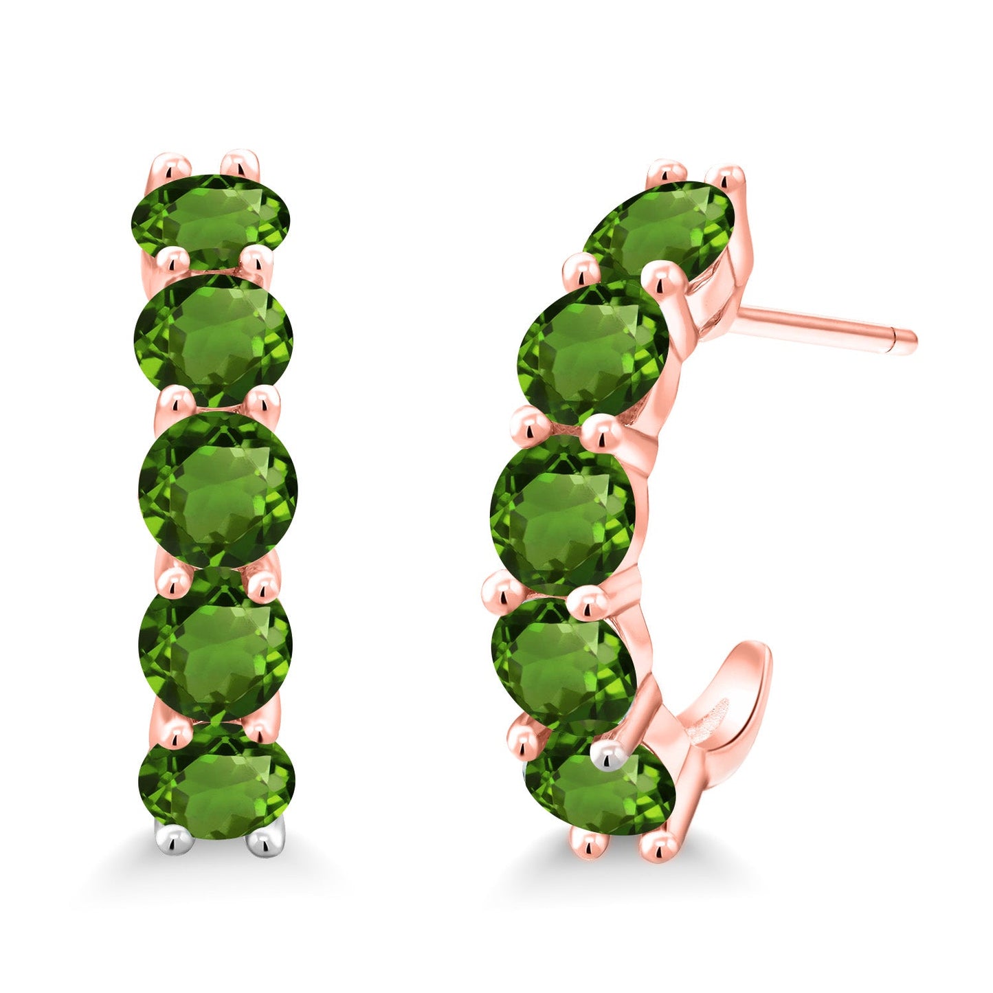 2-5 Cttw Gemstone Birthstone Open Hoops Earrings For Women | 925 Sterling Silver | Round 4MM | Fine Jewelry Gifts for Her Mom Women Wife