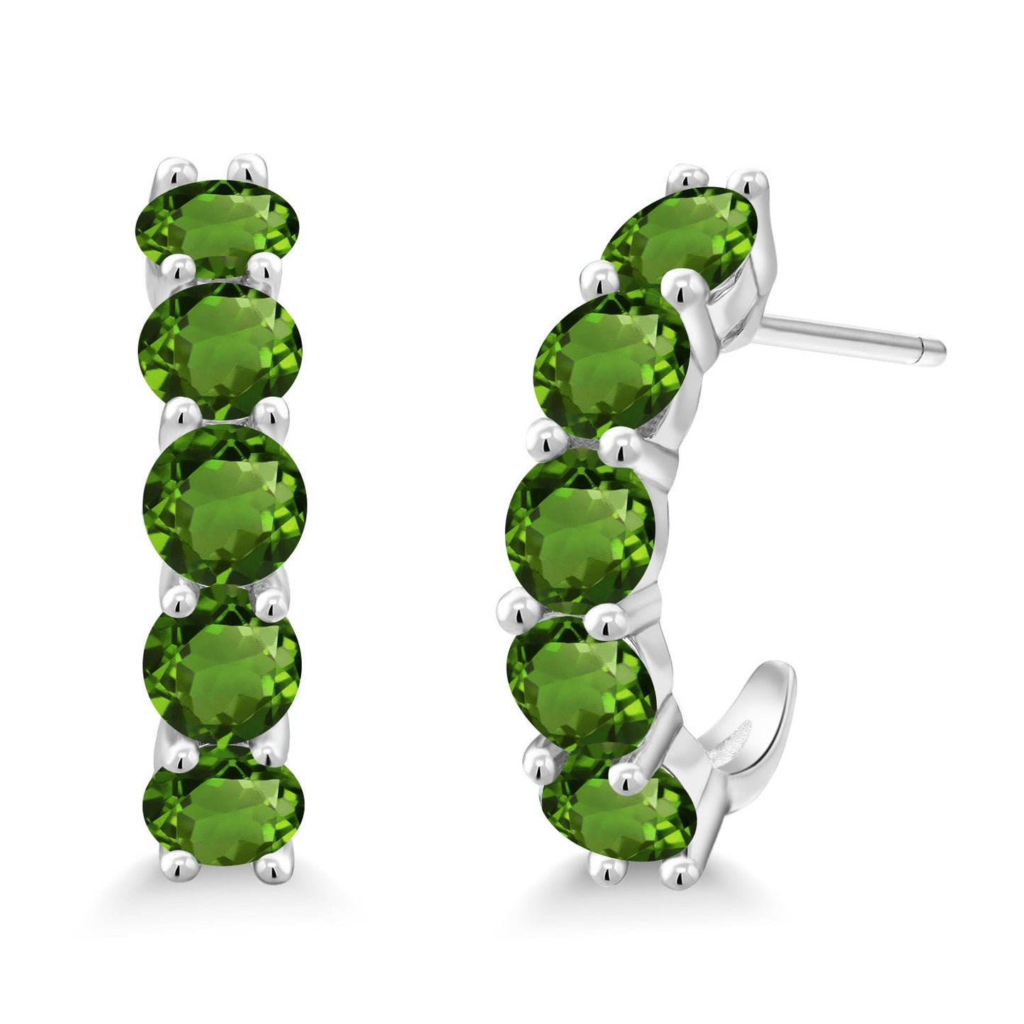 2-5 Cttw Gemstone Birthstone Open Hoops Earrings For Women | 925 Sterling Silver | Round 4MM | Fine Jewelry Gifts for Her Mom Women Wife