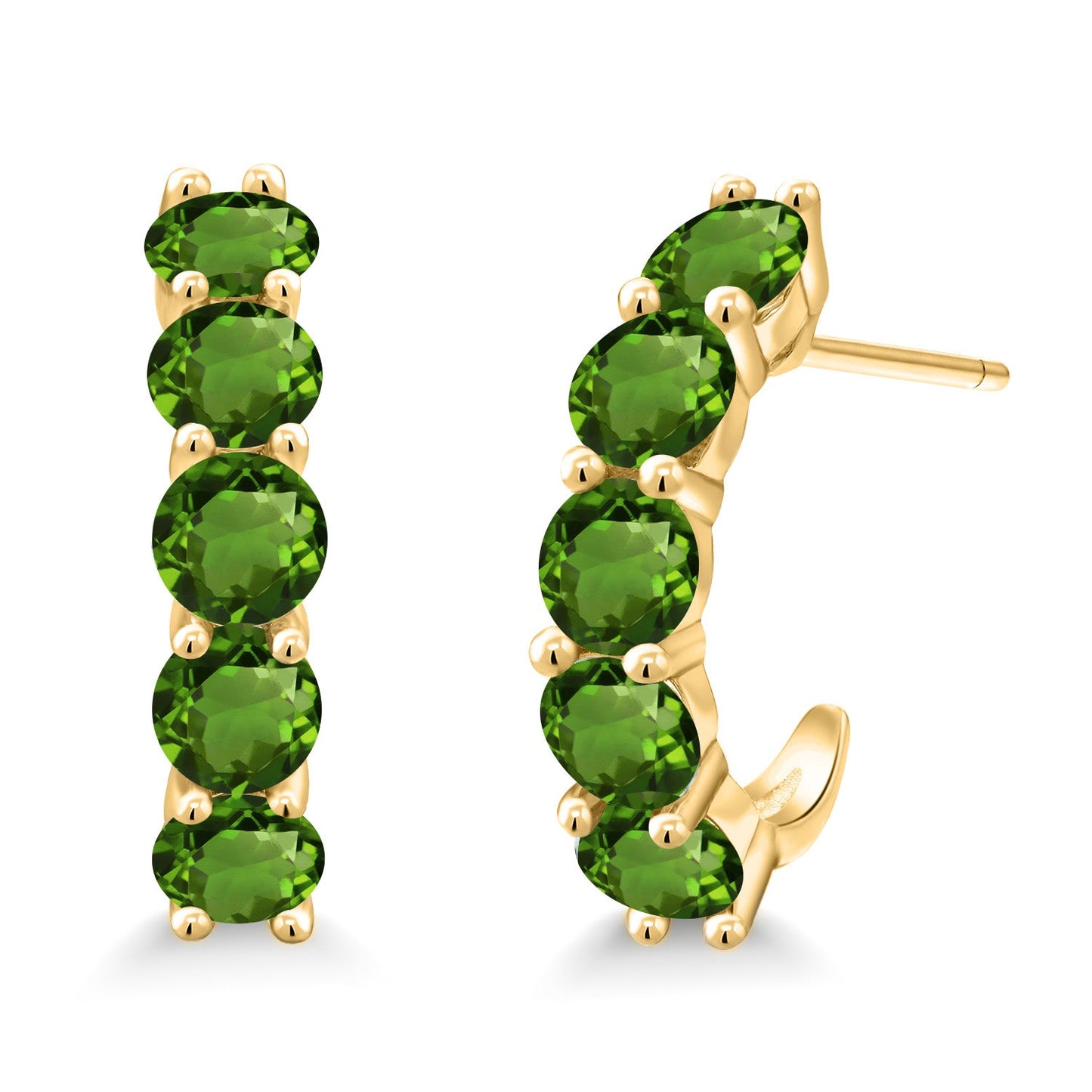 2-5 Cttw Gemstone Birthstone Open Hoops Earrings For Women | 925 Sterling Silver | Round 4MM | Fine Jewelry Gifts for Her Mom Women Wife