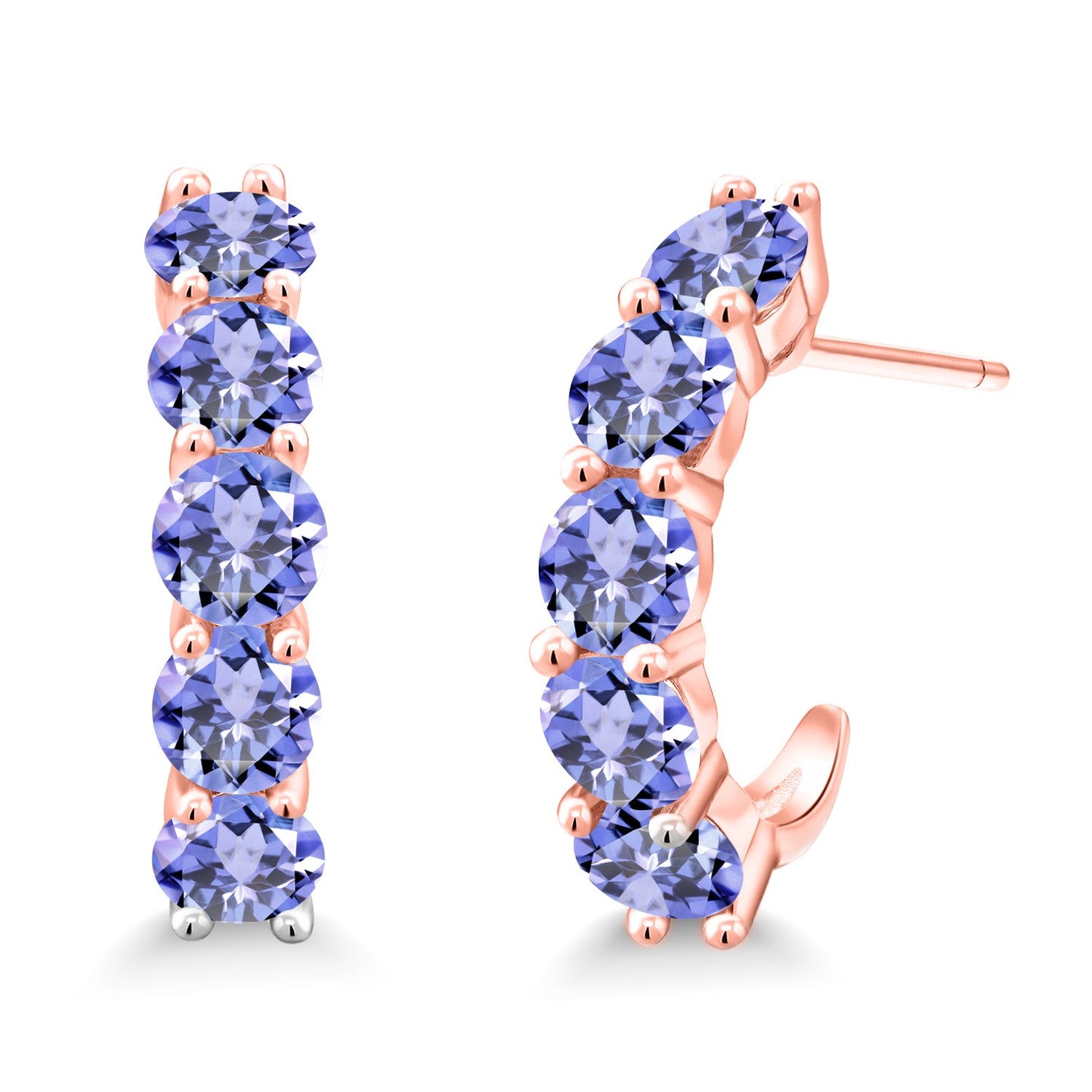 2-5 Cttw Gemstone Birthstone Open Hoops Earrings For Women | 925 Sterling Silver | Round 4MM | Fine Jewelry Gifts for Her Mom Women Wife