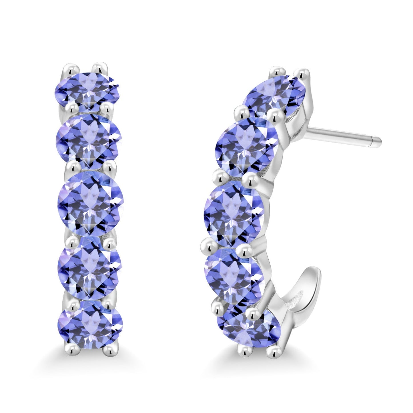 2-5 Cttw Gemstone Birthstone Open Hoops Earrings For Women | 925 Sterling Silver | Round 4MM | Fine Jewelry Gifts for Her Mom Women Wife