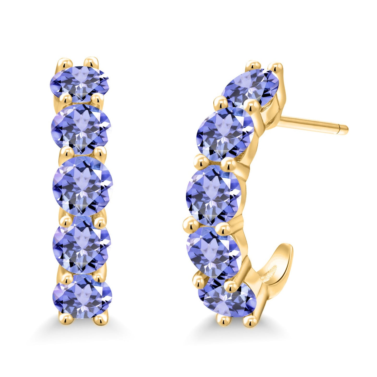 2-5 Cttw Gemstone Birthstone Open Hoops Earrings For Women | 925 Sterling Silver | Round 4MM | Fine Jewelry Gifts for Her Mom Women Wife