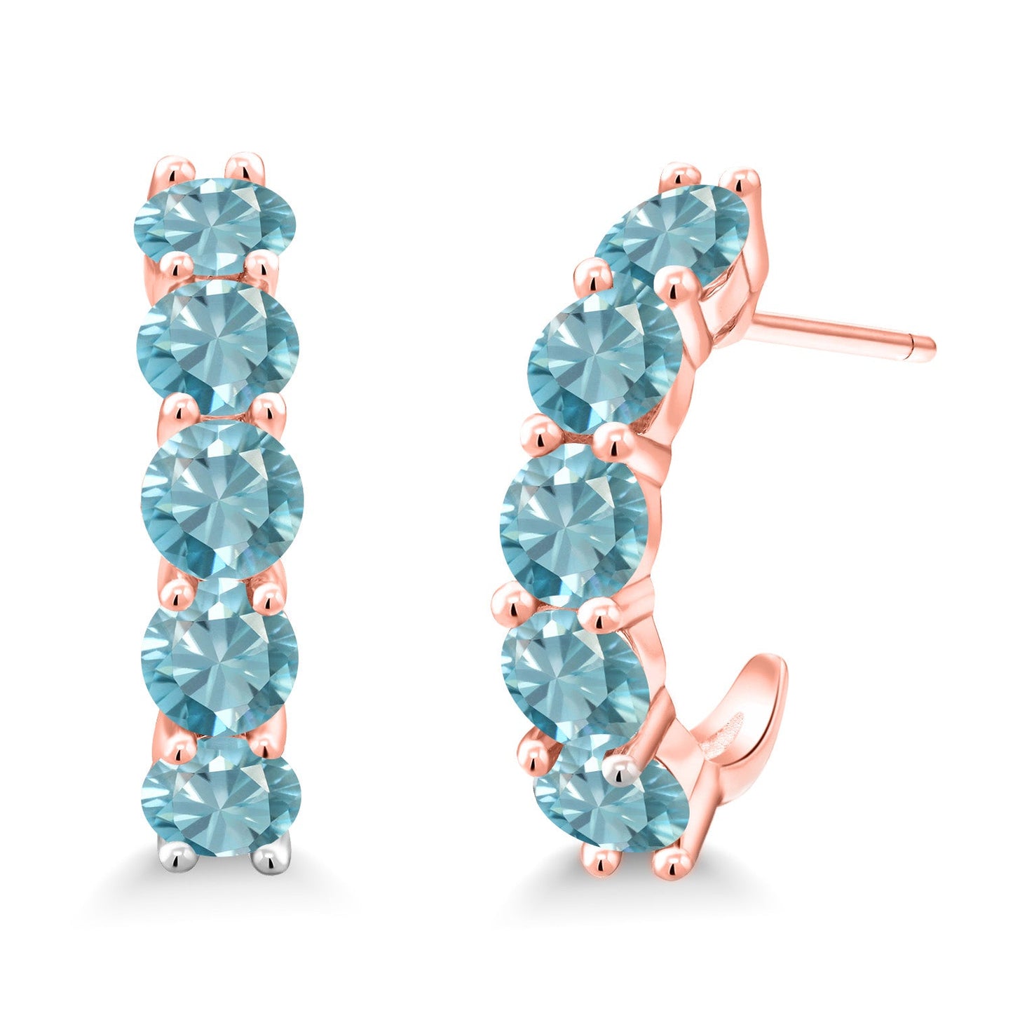 2-5 Cttw Gemstone Birthstone Open Hoops Earrings For Women | 925 Sterling Silver | Round 4MM | Fine Jewelry Gifts for Her Mom Women Wife