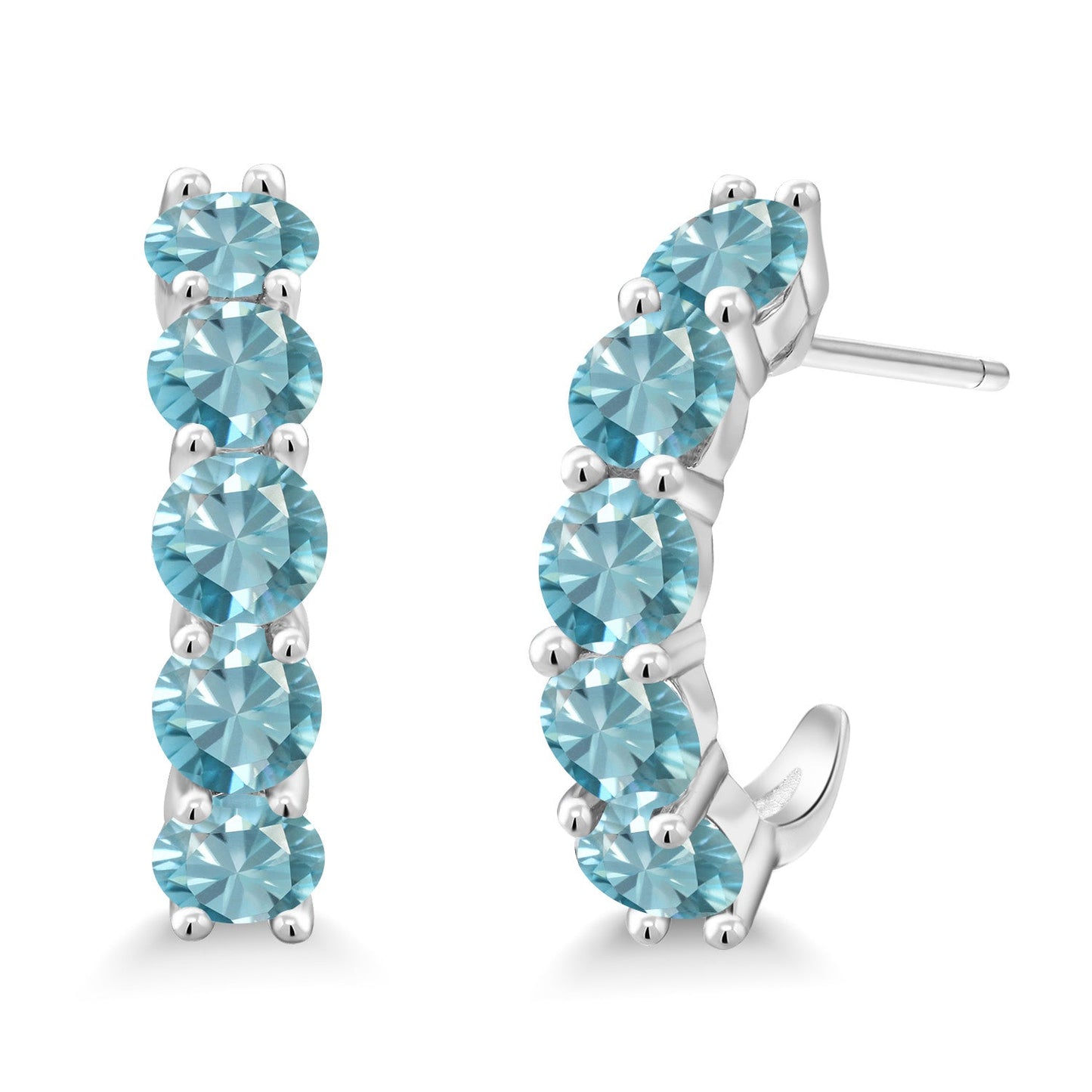 2-5 Cttw Gemstone Birthstone Open Hoops Earrings For Women | 925 Sterling Silver | Round 4MM | Fine Jewelry Gifts for Her Mom Women Wife