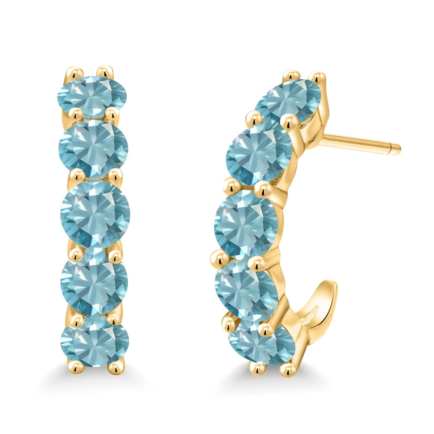 2-5 Cttw Gemstone Birthstone Open Hoops Earrings For Women | 925 Sterling Silver | Round 4MM | Fine Jewelry Gifts for Her Mom Women Wife