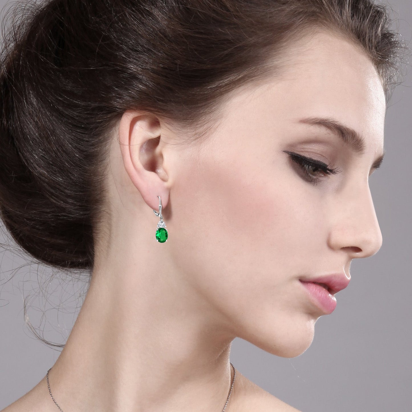 4-6 Cttw Leverback Dangle Earrings For Women | Gemstone Birthstone | 925 Sterling Silver | Oval 10X8MM | Trillion 5MM | Elegant Drop Design | Gift for Her Wife Mom