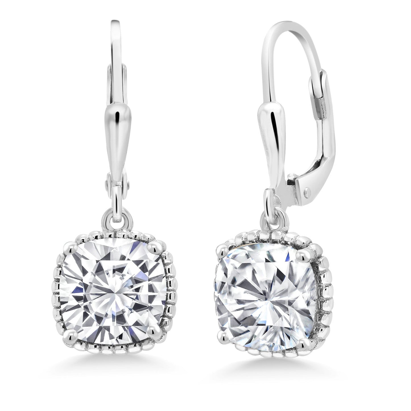 3-6 Cttw Leverback Drop Dangle Earrings for Women | 8MM Cushion Gemstone Birthstone | 925 Sterling Silver | Fine Jewelry Gifts for Her Mom Women Wife