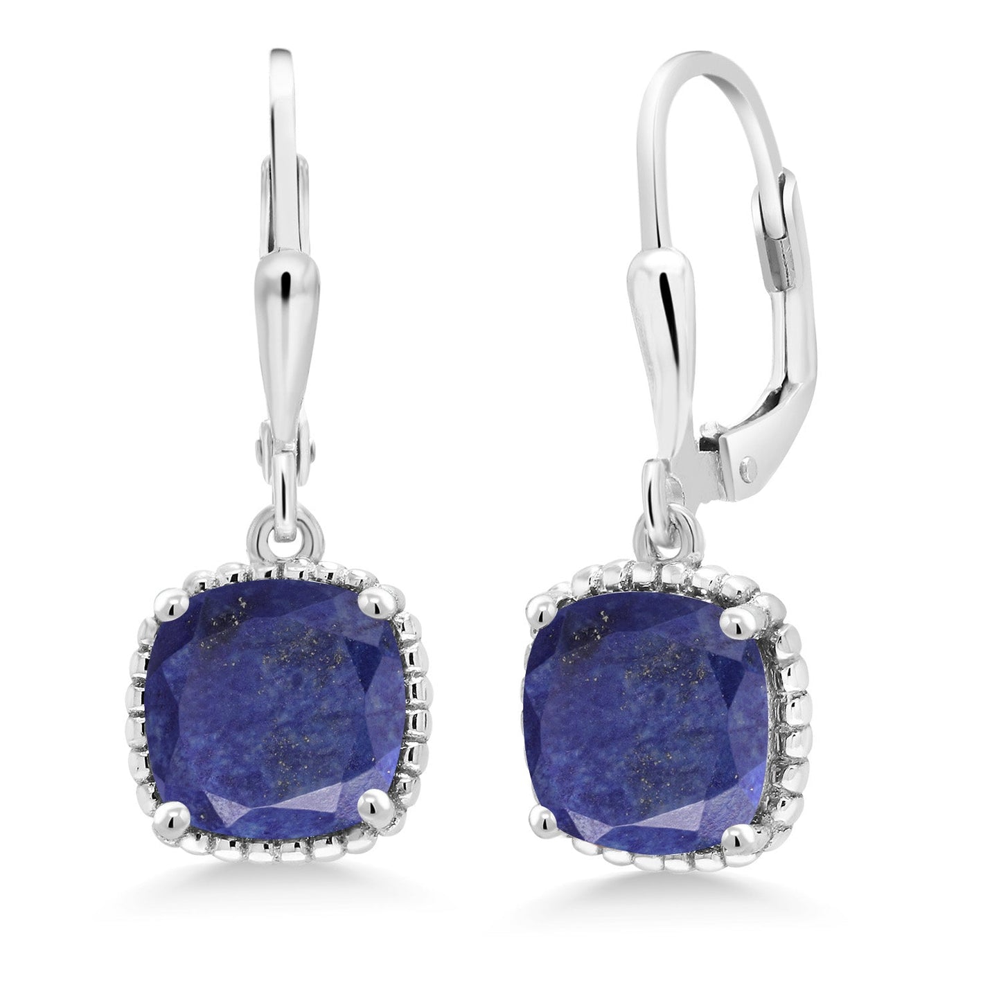 3-6 Cttw Leverback Drop Dangle Earrings for Women | 8MM Cushion Gemstone Birthstone | 925 Sterling Silver | Fine Jewelry Gifts for Her Mom Women Wife