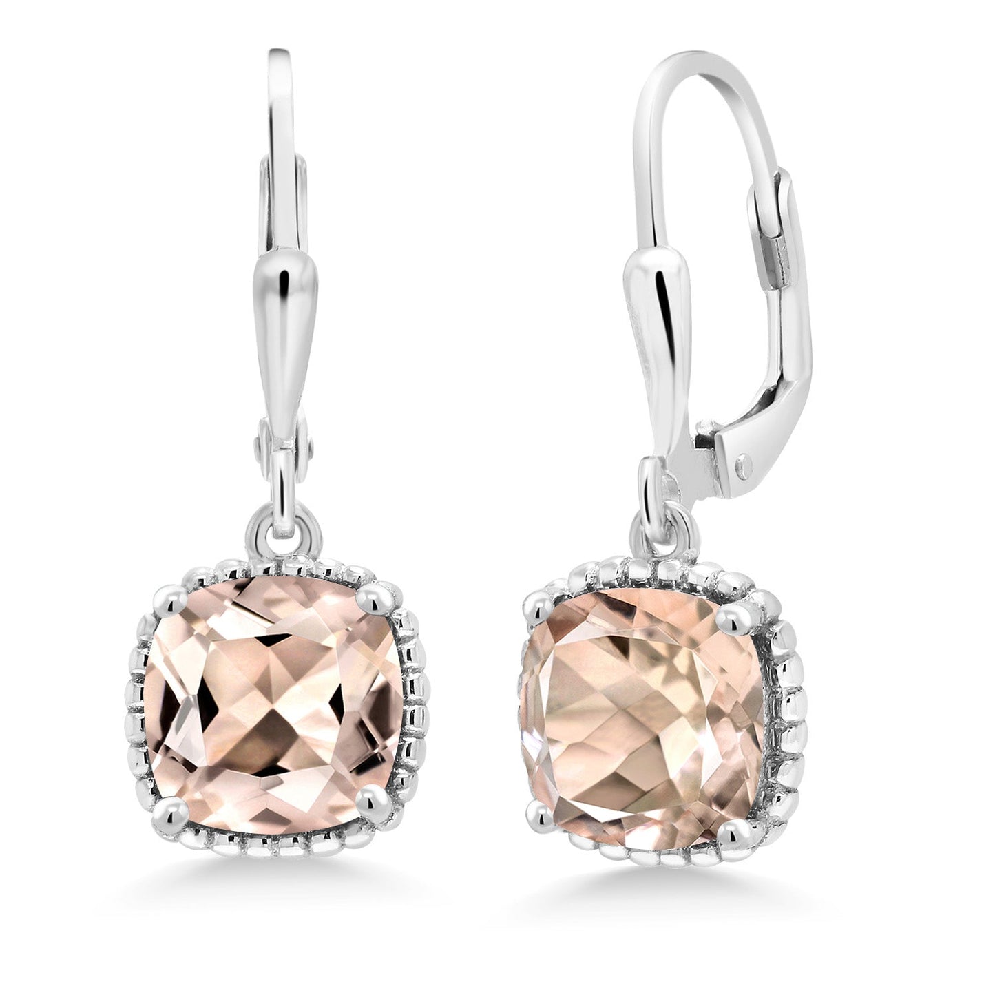 3-6 Cttw Leverback Drop Dangle Earrings for Women | 8MM Cushion Gemstone Birthstone | 925 Sterling Silver | Fine Jewelry Gifts for Her Mom Women Wife