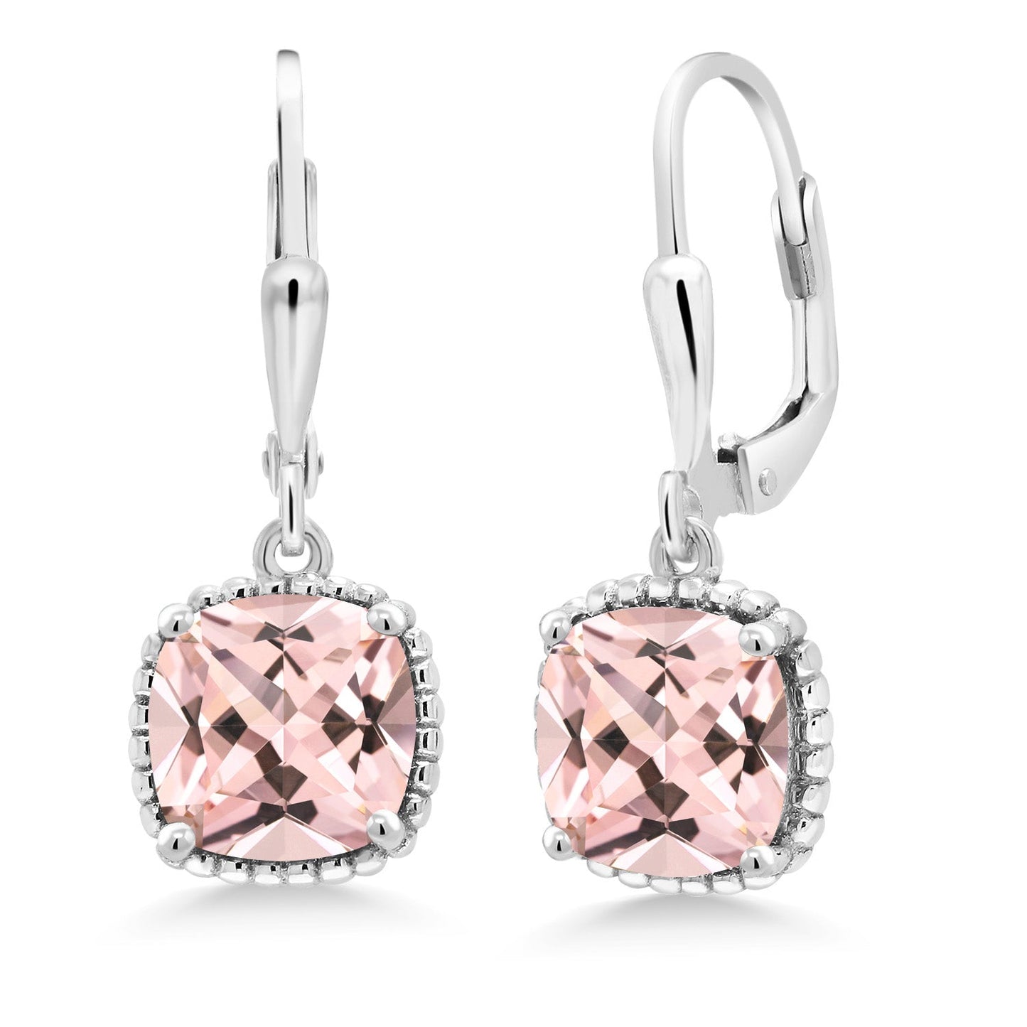 3-6 Cttw Leverback Drop Dangle Earrings for Women | 8MM Cushion Gemstone Birthstone | 925 Sterling Silver | Fine Jewelry Gifts for Her Mom Women Wife