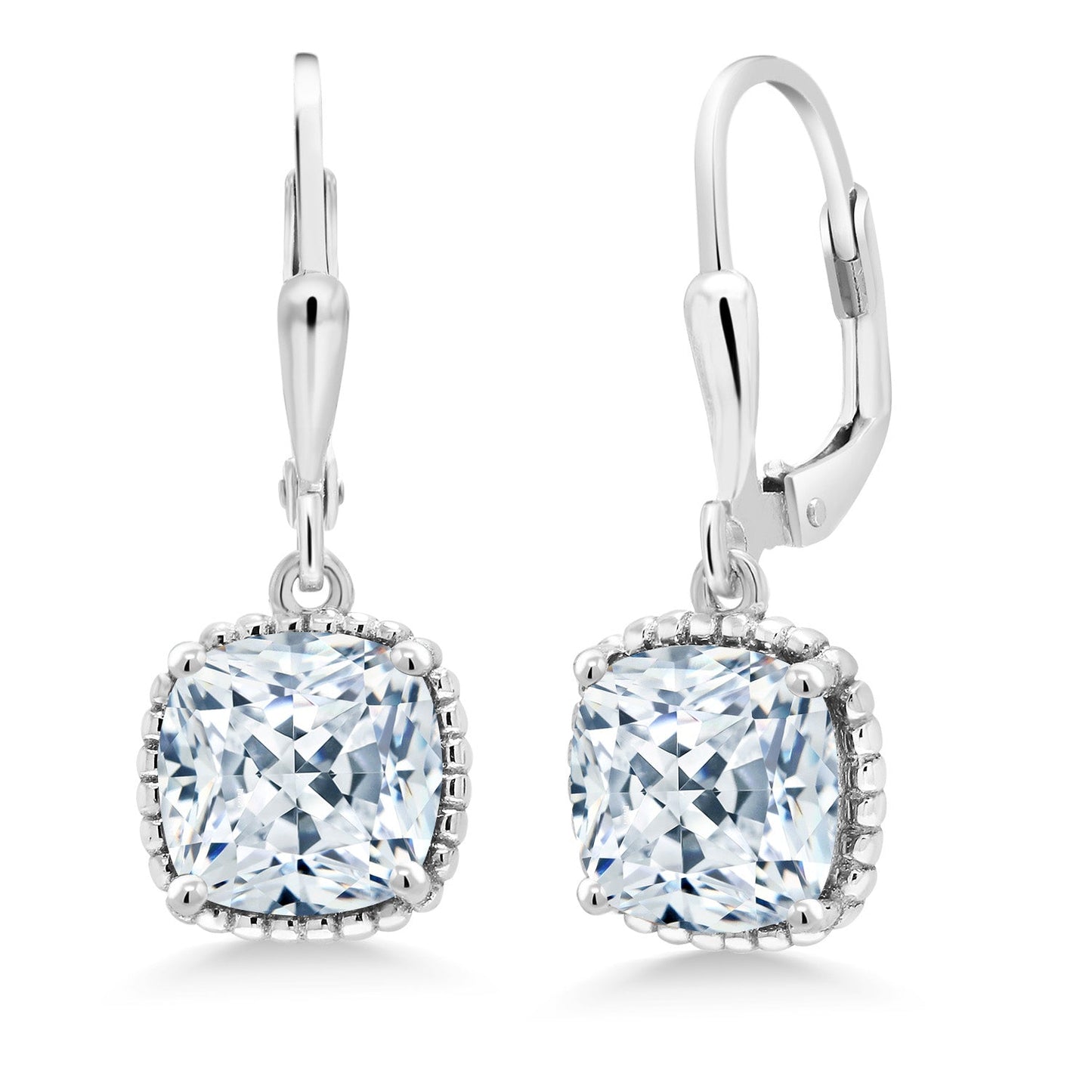 3-6 Cttw Leverback Drop Dangle Earrings for Women | 8MM Cushion Gemstone Birthstone | 925 Sterling Silver | Fine Jewelry Gifts for Her Mom Women Wife