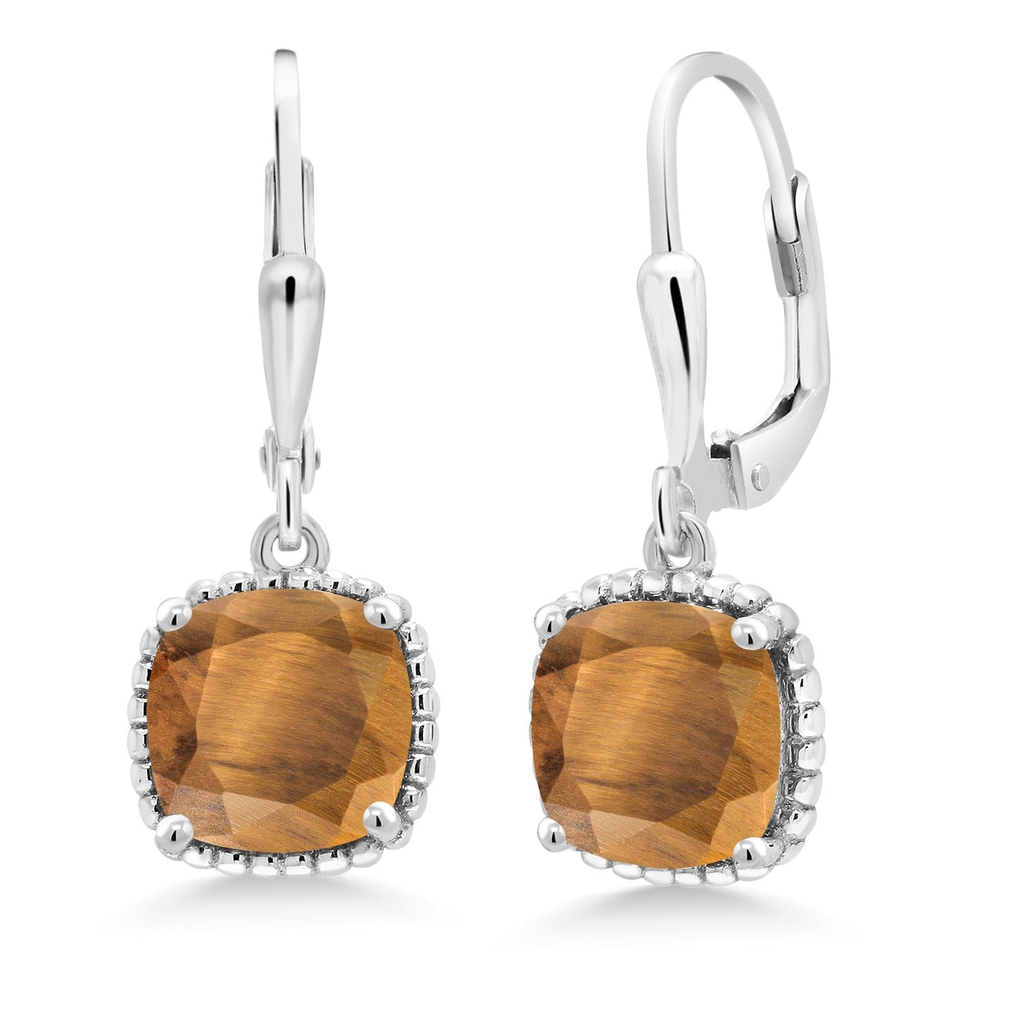 3-6 Cttw Leverback Drop Dangle Earrings for Women | 8MM Cushion Gemstone Birthstone | 925 Sterling Silver | Fine Jewelry Gifts for Her Mom Women Wife